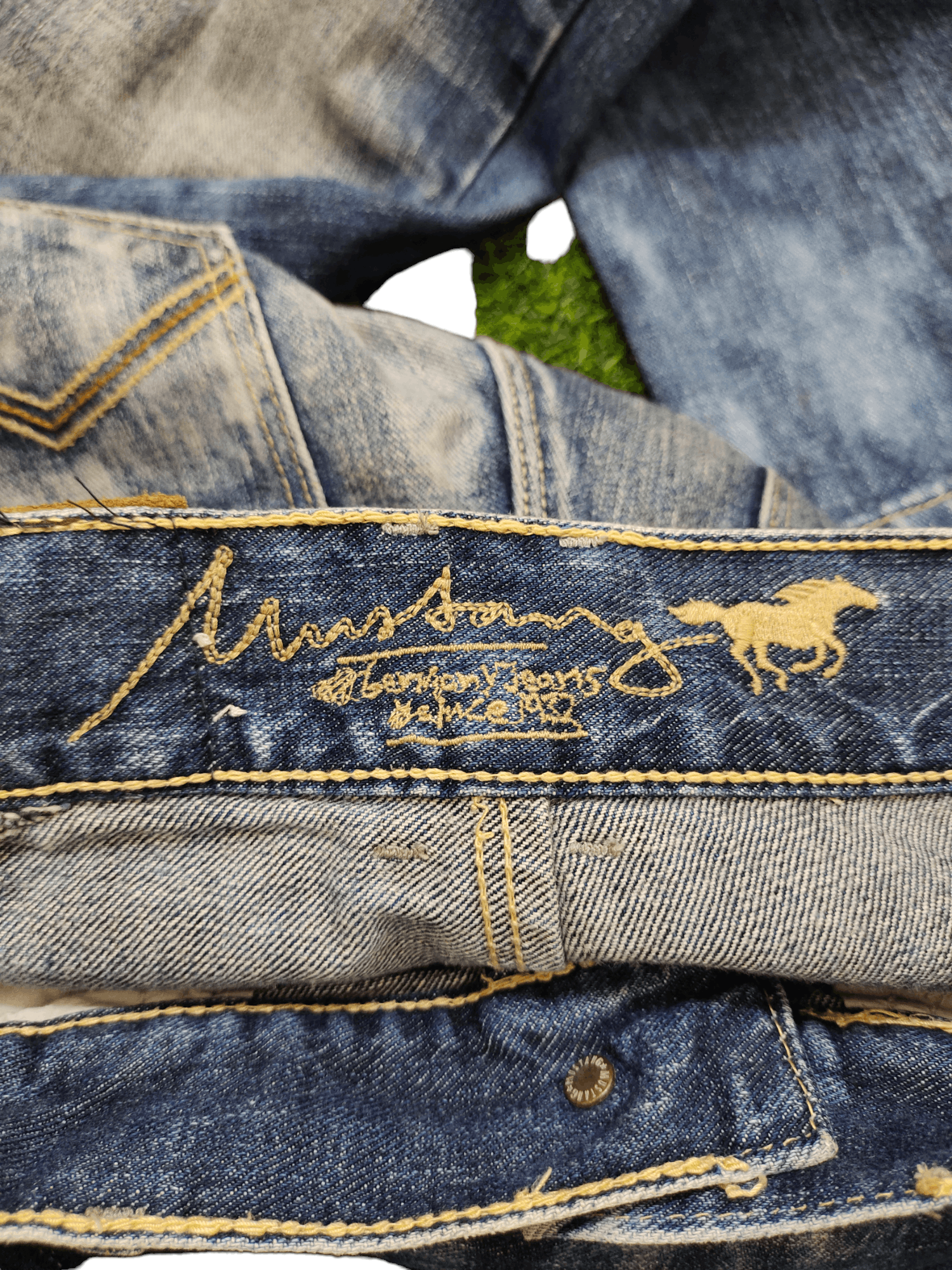 GOSTAR DE FUGA Vintage Y2k Mustang Clawmark Faded Denim Pants Size US 31 - 16 Thumbnail