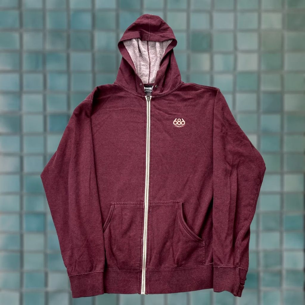 686 686 Hoodie Regular L Red Logo Knit Cotton Pockets Zip Full Zip Mens Size US L / EU 52-54 / 3 - 1 Thumbnail