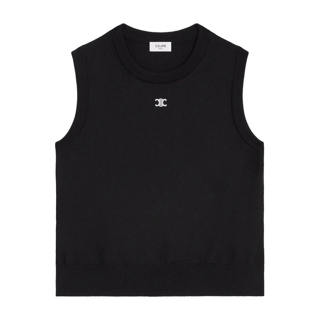 CELINE $1190 Black Fine Wool Top New & Authentic (Women's si