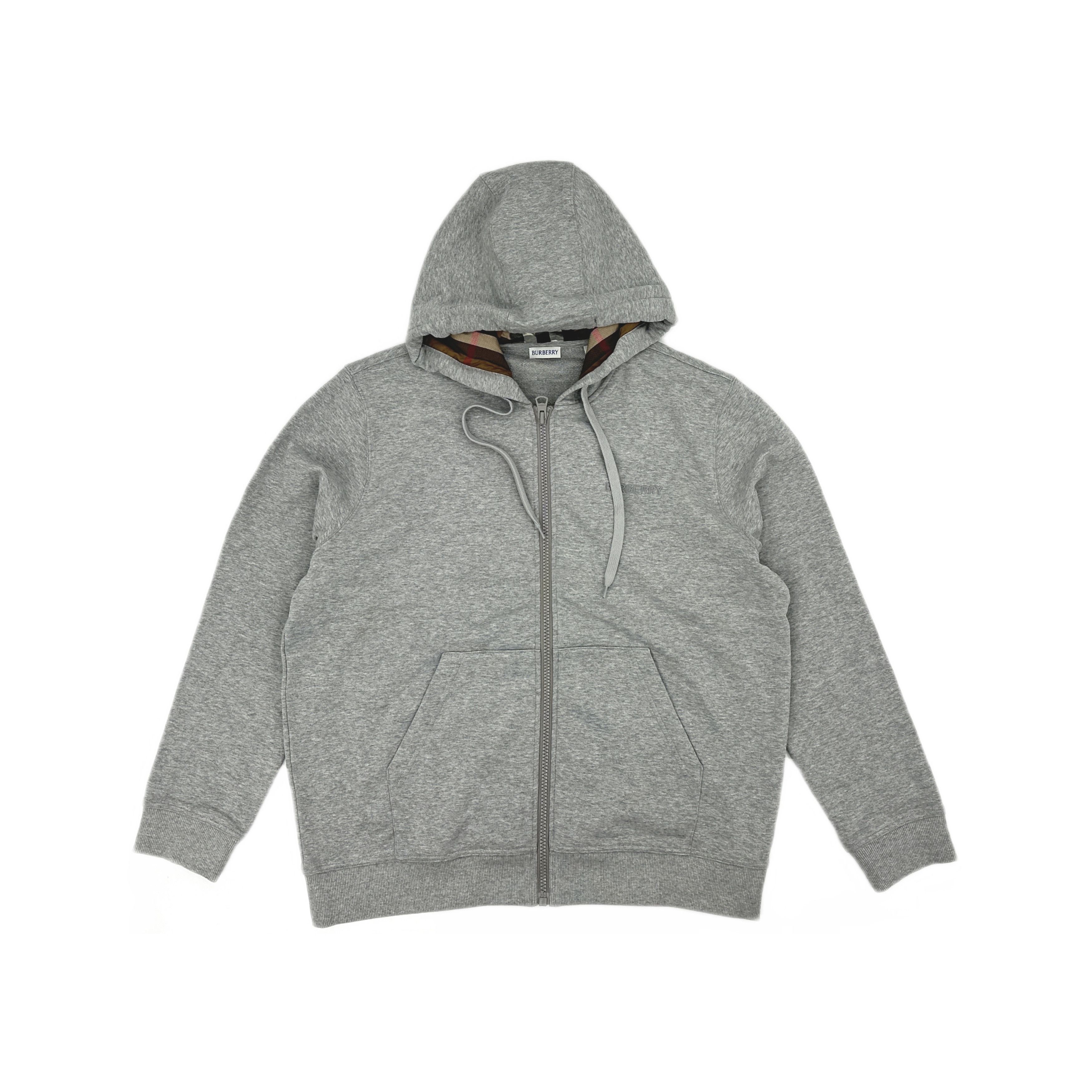 Burberry × Luxury Burberry Grey Nova Check Classic Logo Zip Up