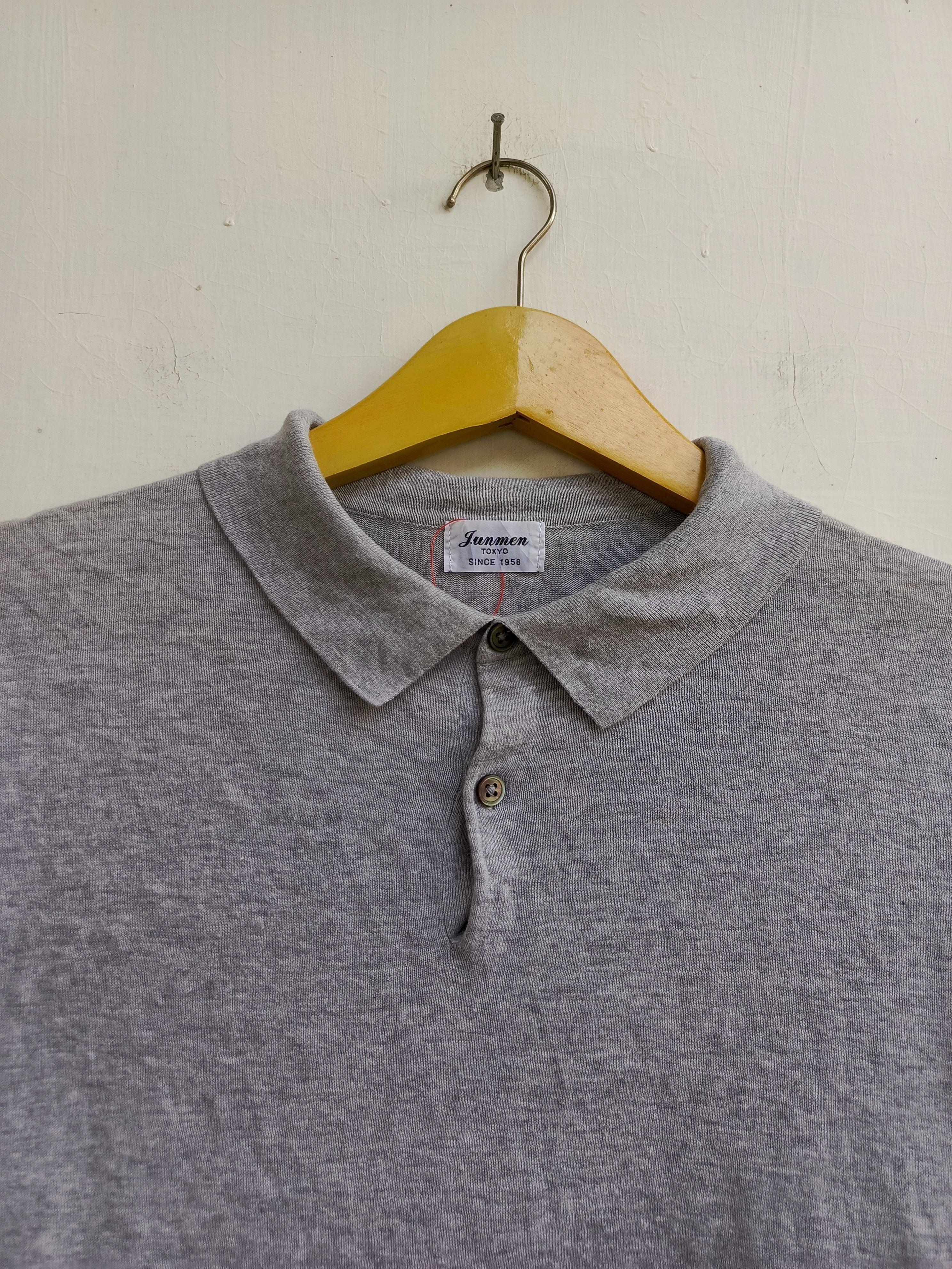 JUN MEN Junmen Tokyo Striped Sleeve Polo Shirt Grey Size US M / EU 48-50 / 2 - 2 Thumbnail