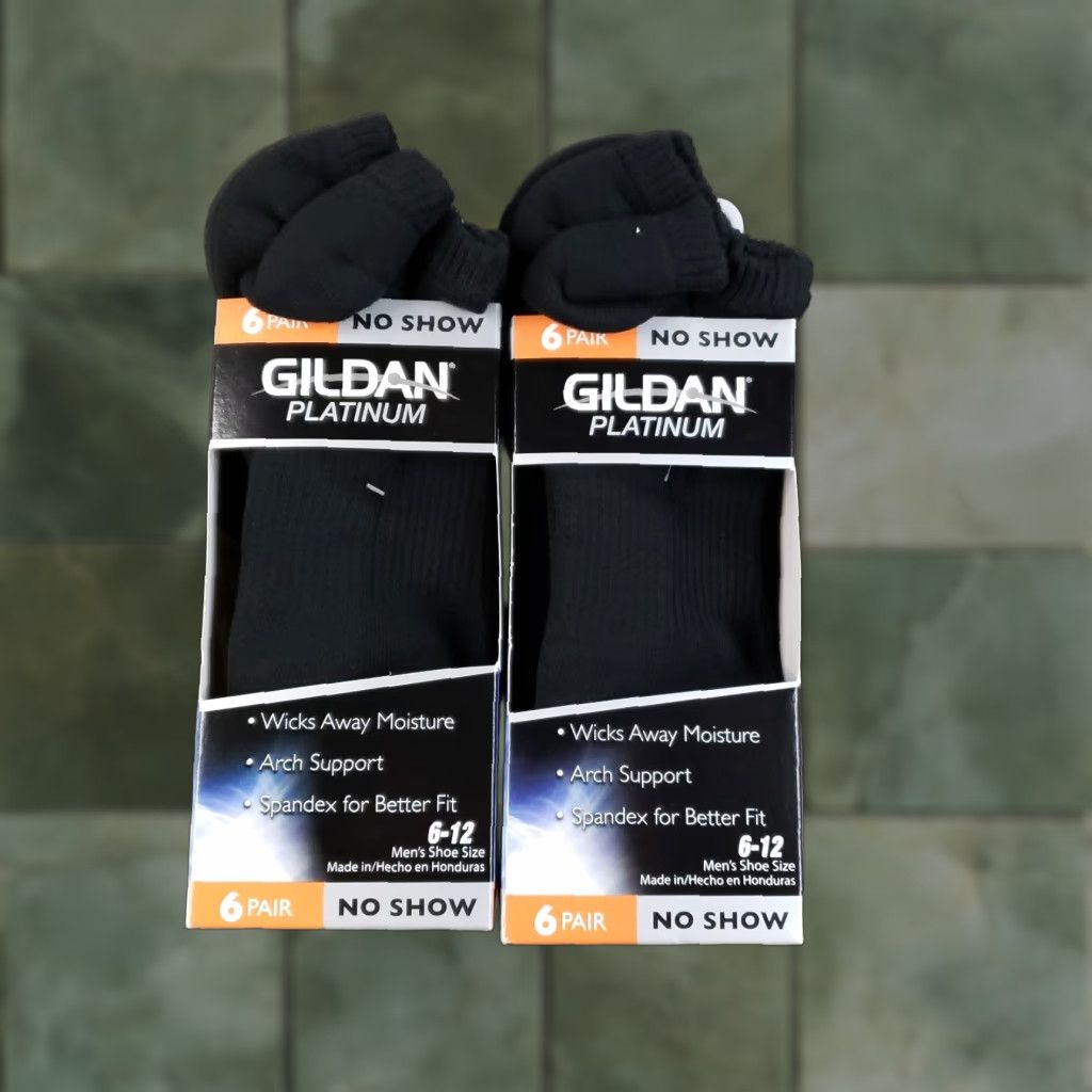 Gildan GILDAN Men Sock No Show 12 Pairs Black 6-12 Comfort Moisture Wicking Arch Support Athletic Socks Size ONE SIZE - 1 Thumbnail