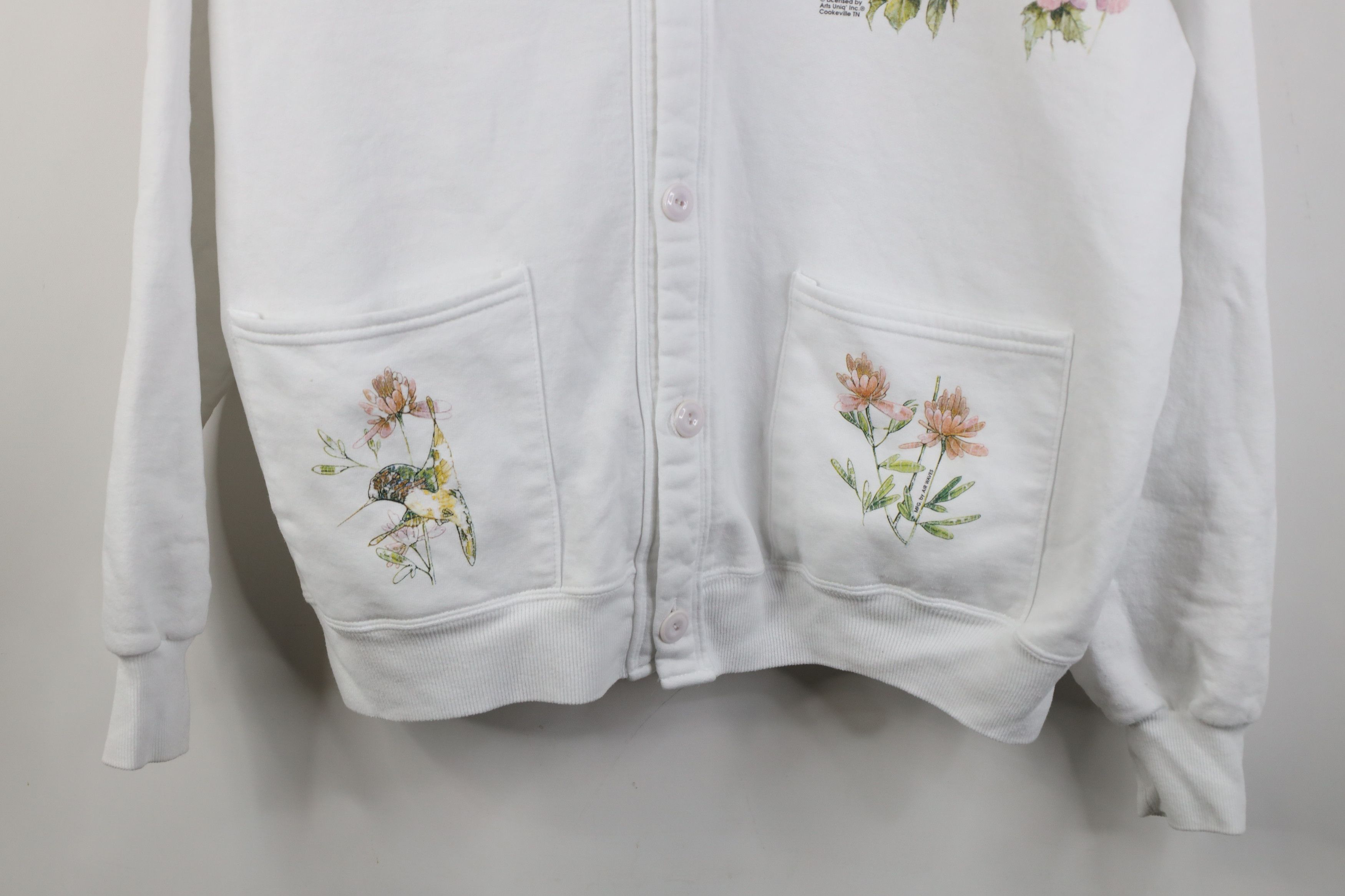Vintage Vintage 90s Streetwear Hummingbird Cardigan Sweatshirt White Size XXL / US 16-18 / IT 52-54 - 3 Thumbnail