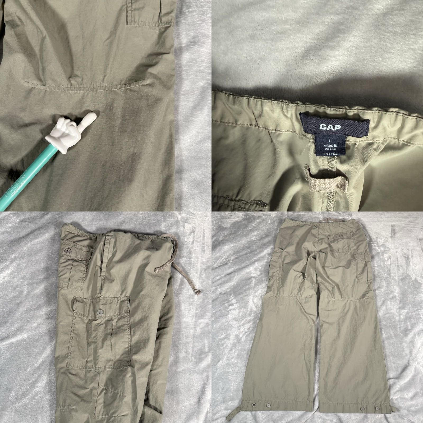 Gap VINTAGE Gap Cargo Pants Mens L 31” Gray/Green Baggy Paratrooper Army Canvas Cotton Straight Relaxed Pants Mens Size US 33 - 8 Thumbnail