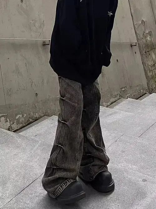 Japanese Brand × Jean Vintage side pleated micro-flare wide-leg jeans Size US 32 / EU 48 - 1 Thumbnail