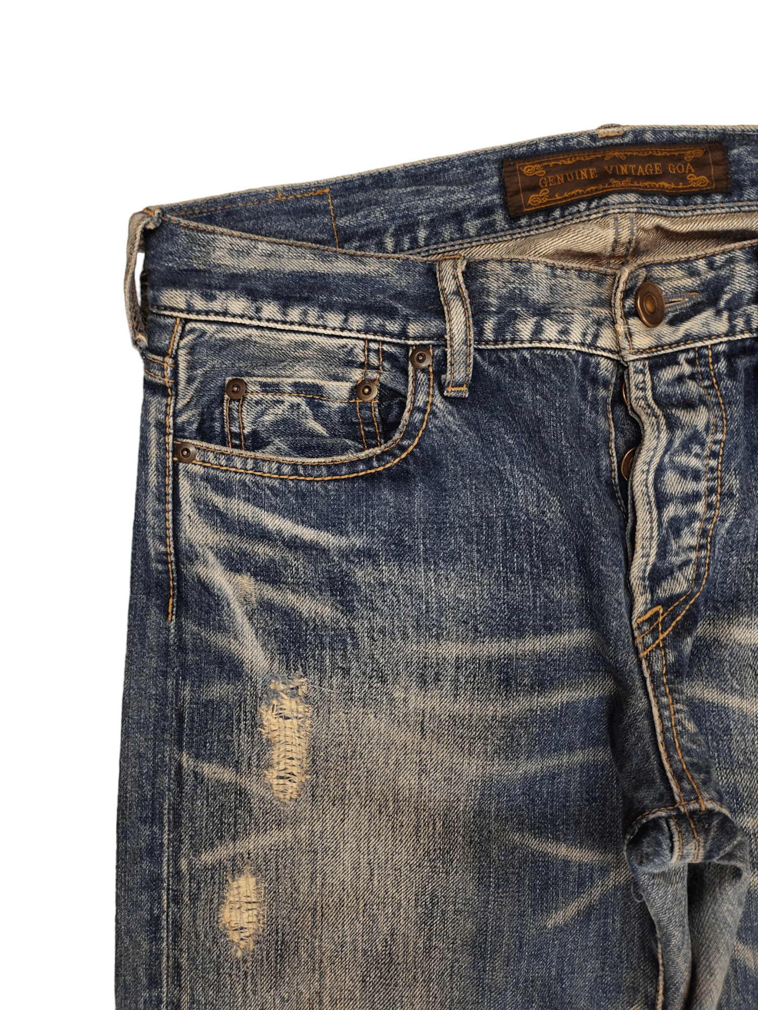 GOA Vintage GOA Clawmark Distress Selvedge Denim Jeans Size US 32 / EU 48 - 4 Thumbnail