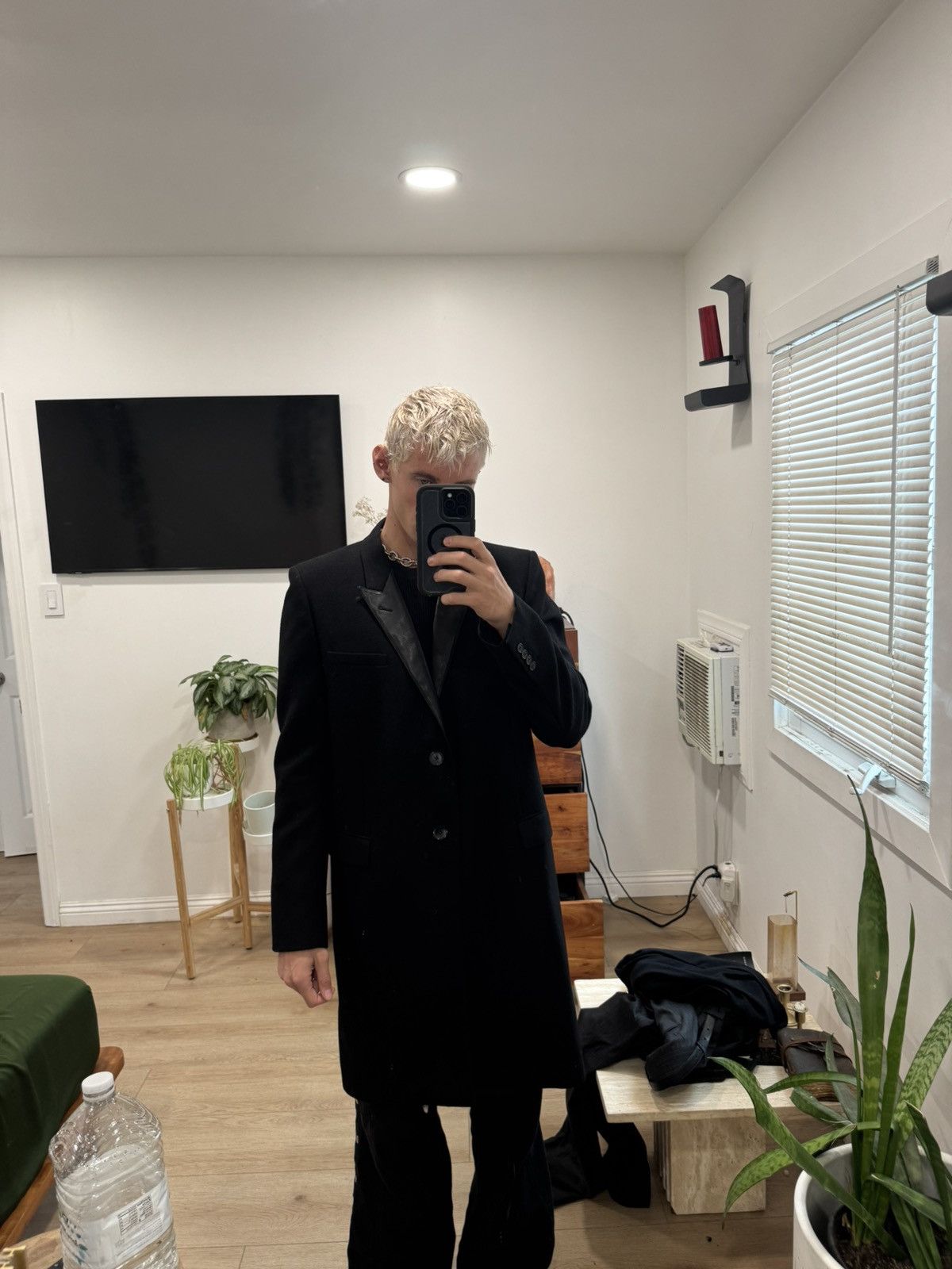 Saint Laurent Paris Hedi FW13 Leather Lapel Chesterfield coat Size US L / EU 52-54 / 3 - 6 Thumbnail