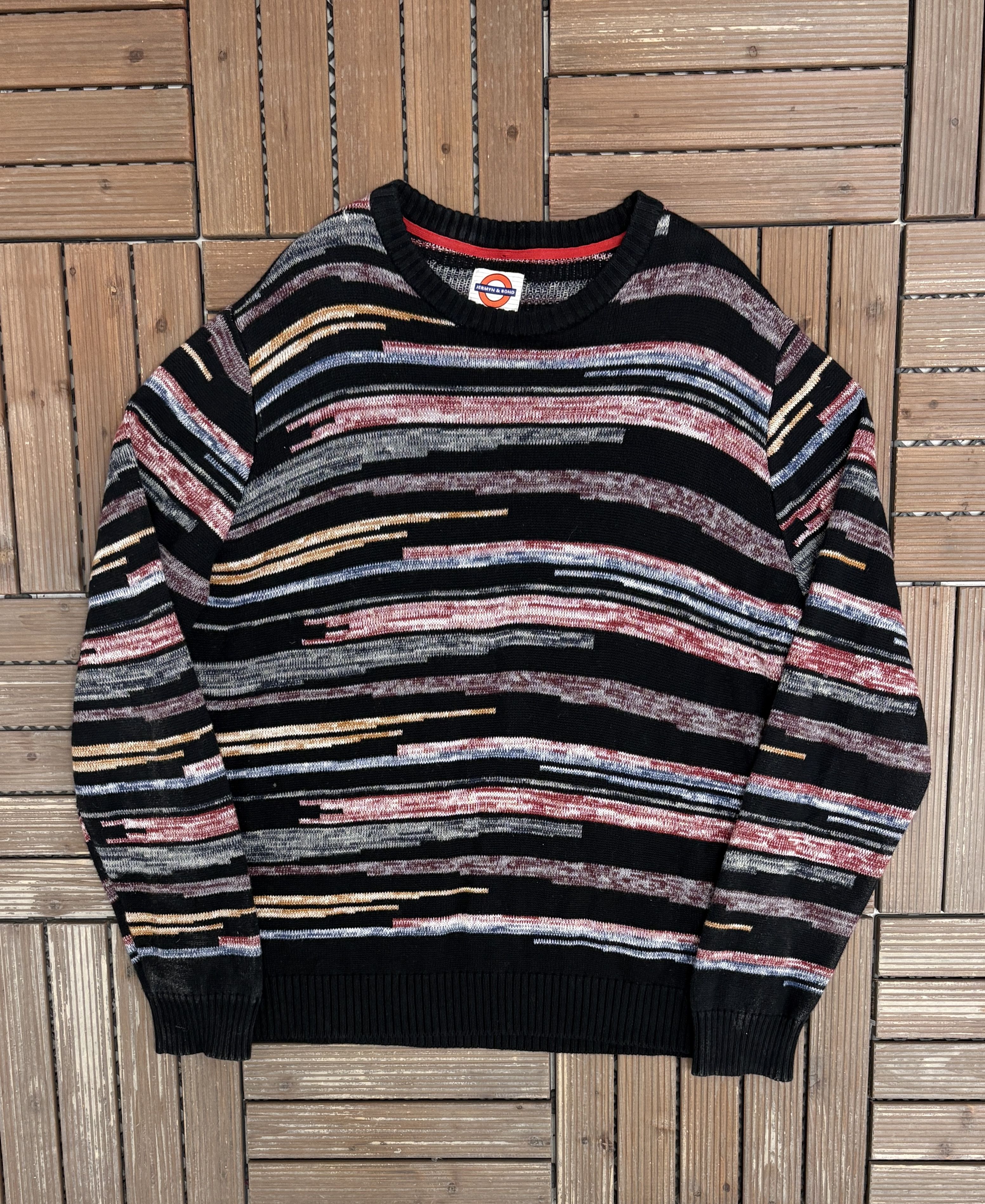 Sears Jermyn & Bond Abstract Vintage Black Knit Sweater Size US XL / EU 56 / 4 - 1 Thumbnail