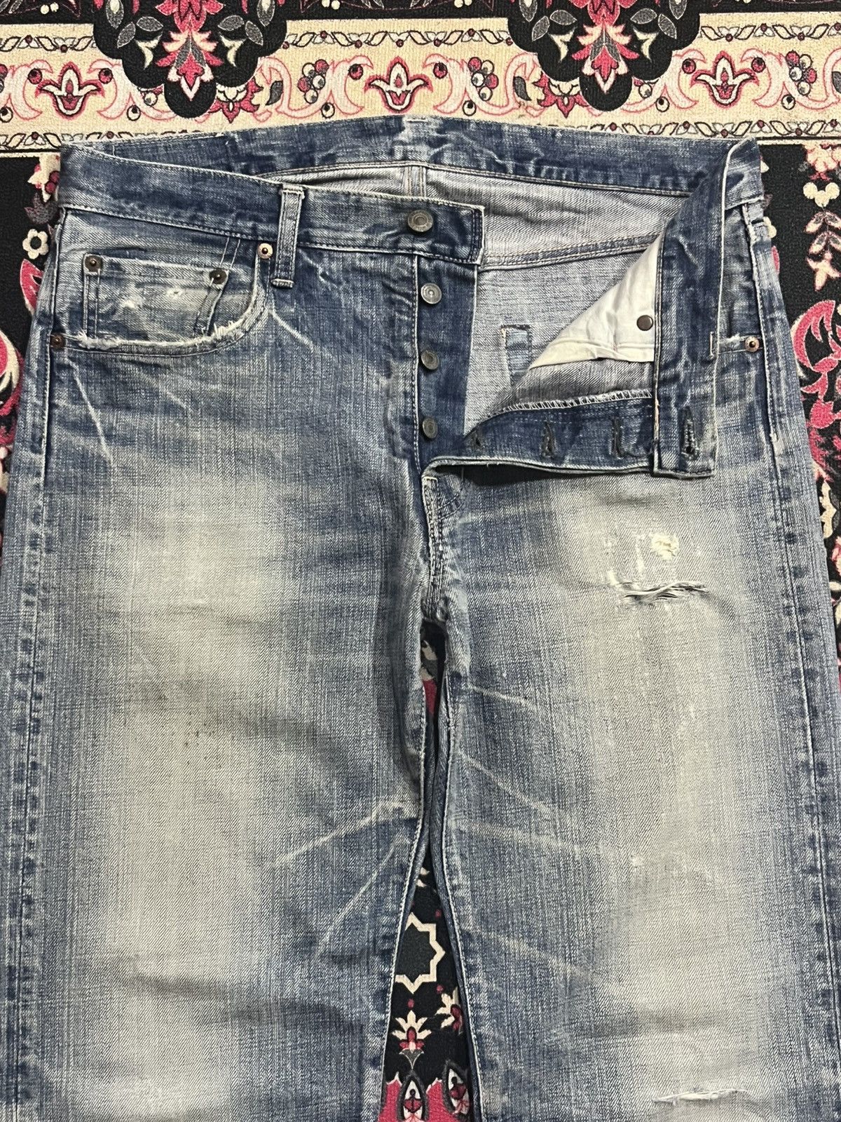 Spellbound ⚡️Distressed⚡️Vintage Japan Spellbound Whisker Blue Wash Jeans Size US 32 / EU 48 - 5 Thumbnail