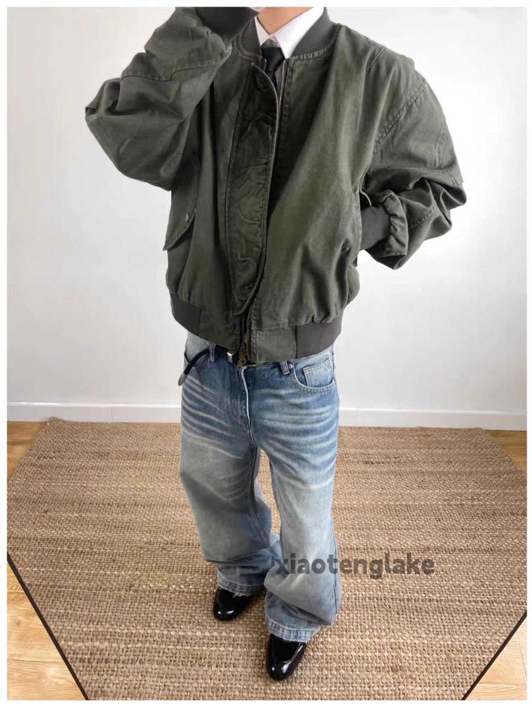 Jean Unisex washed retro y2k loose hiphop faded jeans Size US 30 / EU 46 - 6 Thumbnail