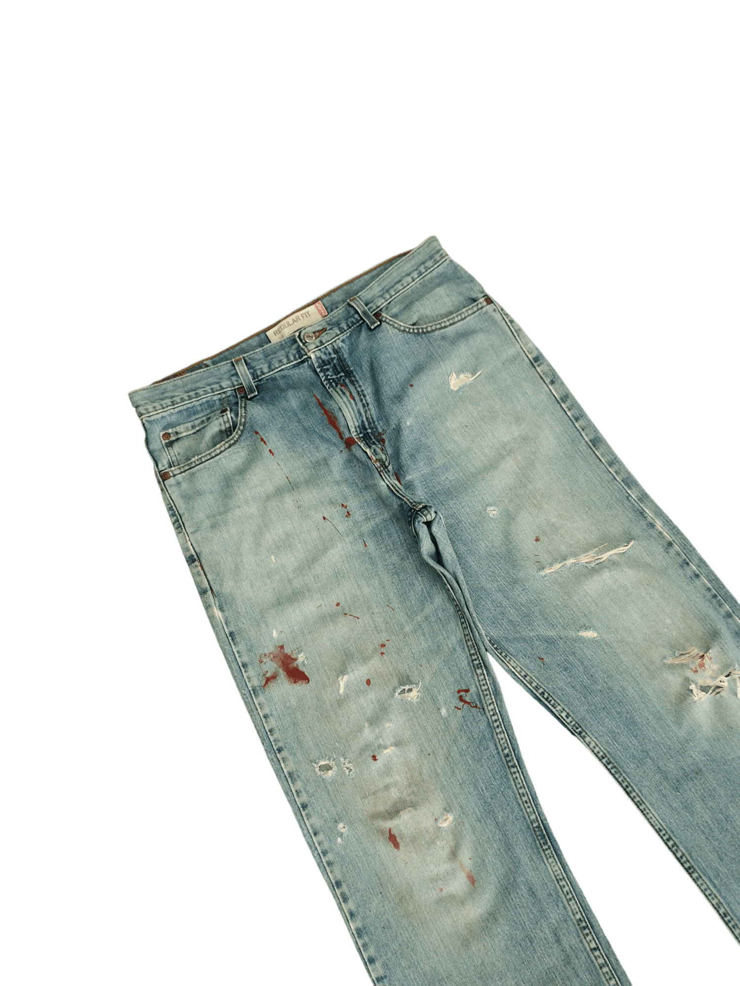 Levi's Size 36x33 Vtg Levis 505 Regular Fit Jean Distressed Painted Size US 36 / EU 52 - 5 Thumbnail