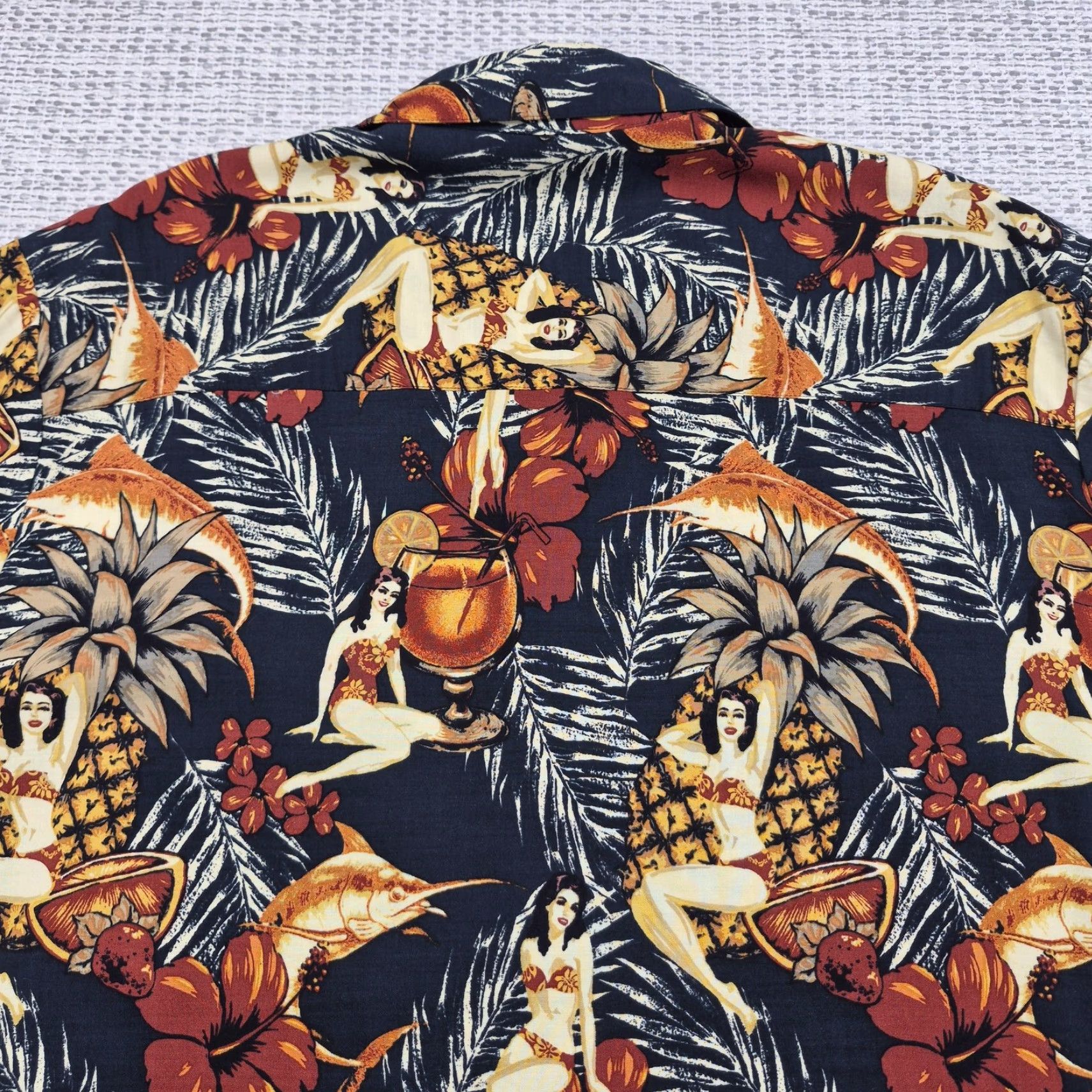 ALOHAS Natural Issue Hawaiian Button Up Shirt Mens Large L Multicolor Short Sleeve Pockets Breathable Casual Beach Tiki Pin-Up Graphic Print 90s Style? Size US L / EU 52-54 / 3 - 6 Thumbnail