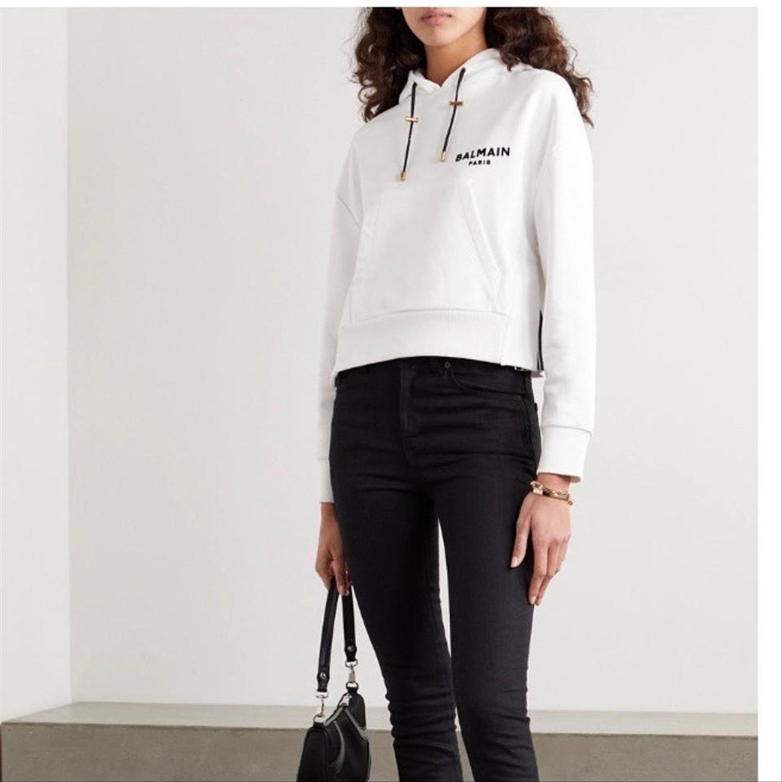 Balmain logo flocked hoodie Size M / US 6-8 / IT 42-44 - 2 Thumbnail
