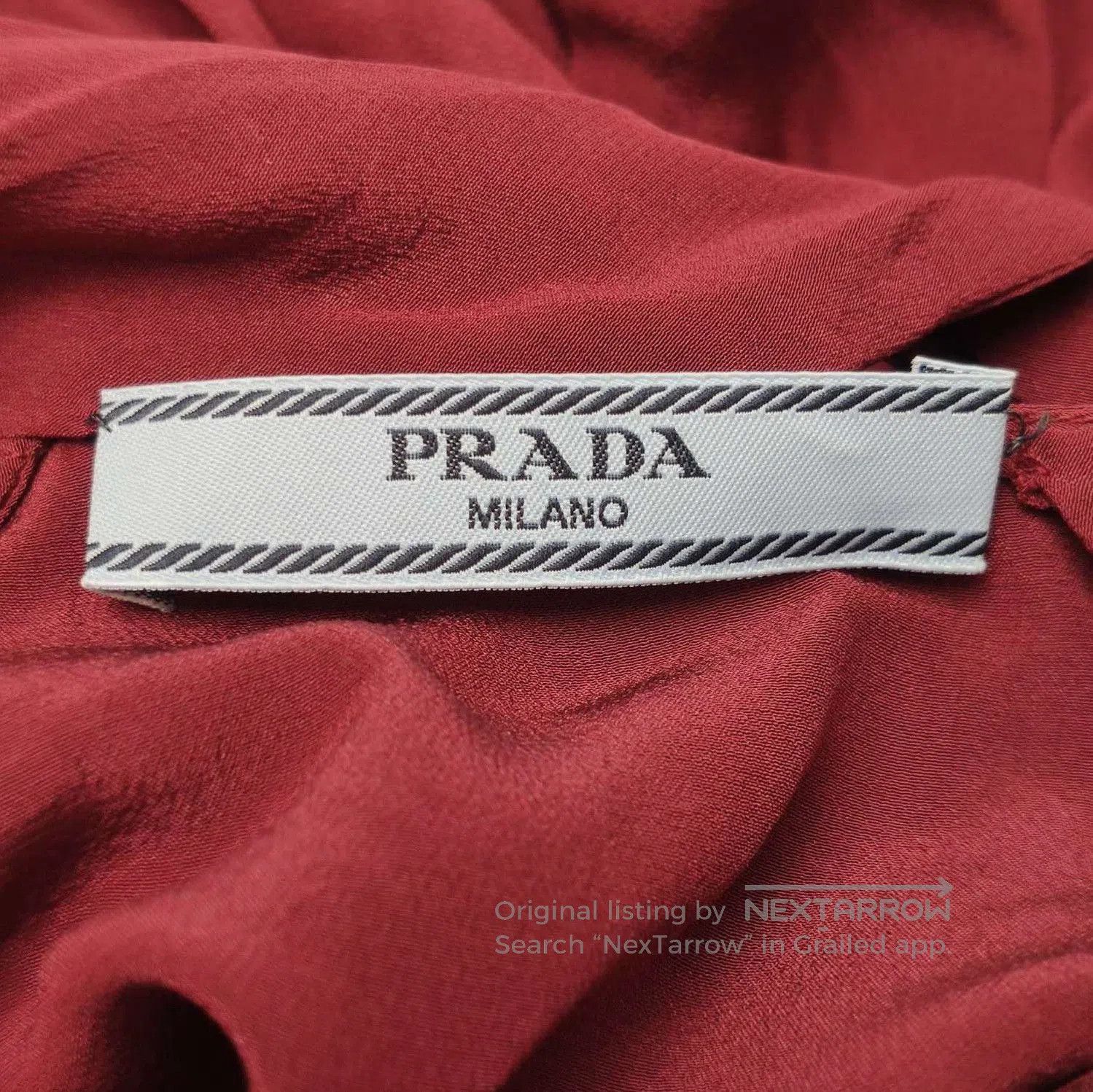 Prada Prada Burgundy Silk Bow Tie Long Sleeve Top . Size XS / US 0-2 / IT 36-38 - 2 Thumbnail