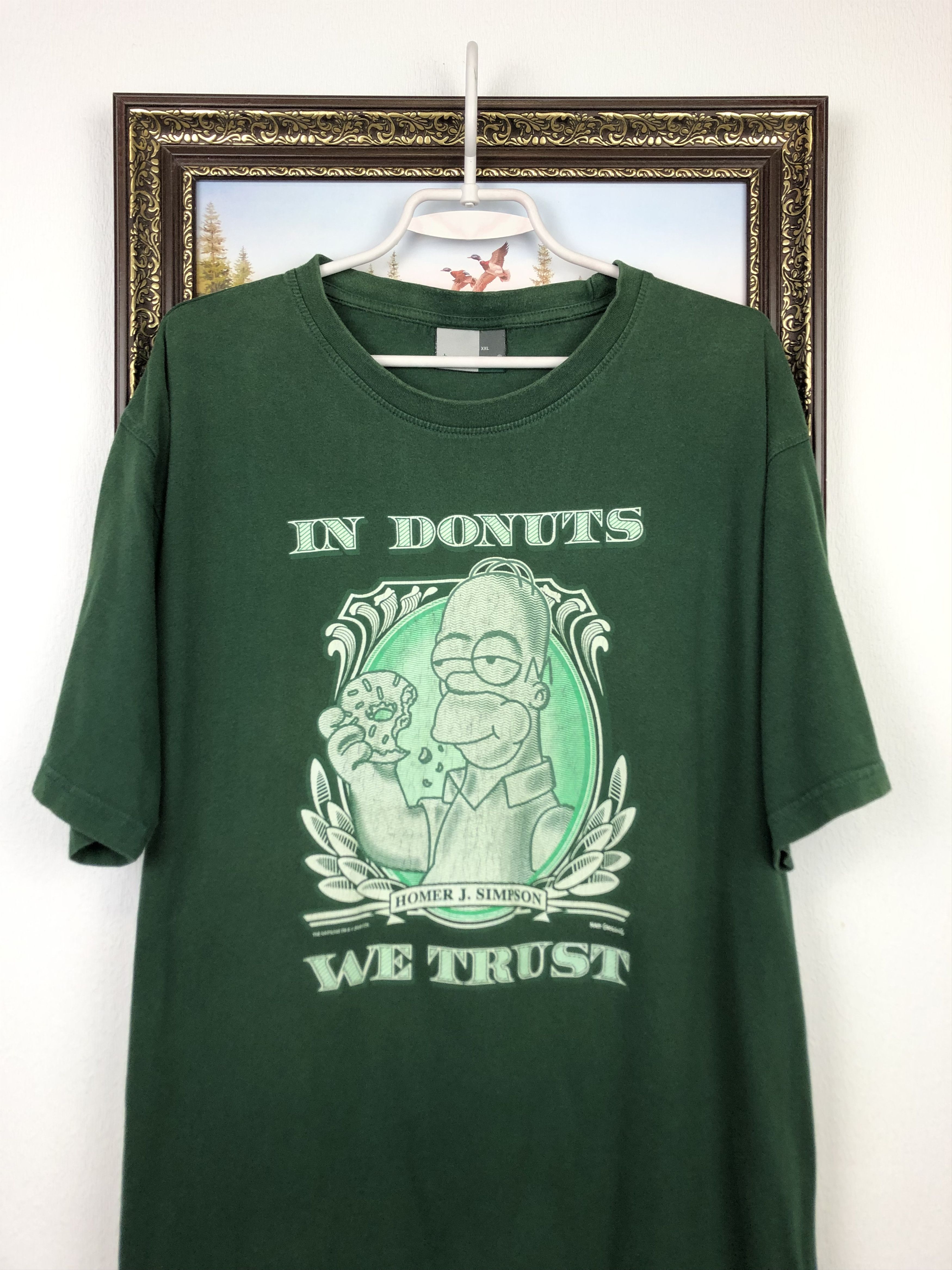 Vintage Vintage The Simpsons Over Print Shirt Tee In Donut We Trust Size US XXL / EU 58 / 5 - 2 Thumbnail