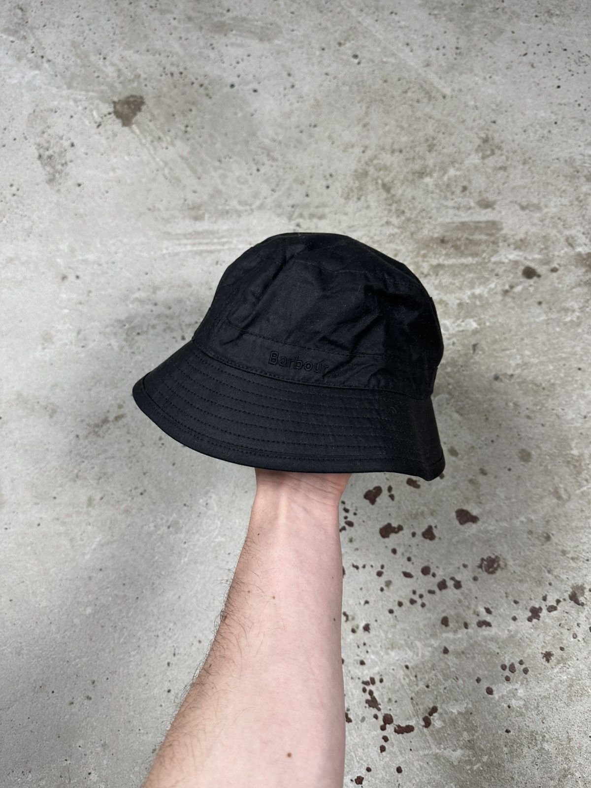Barbour Vintage Y2K Barbour Black Waxed Cotton Bucket Hat Size ONE SIZE - 1 Thumbnail