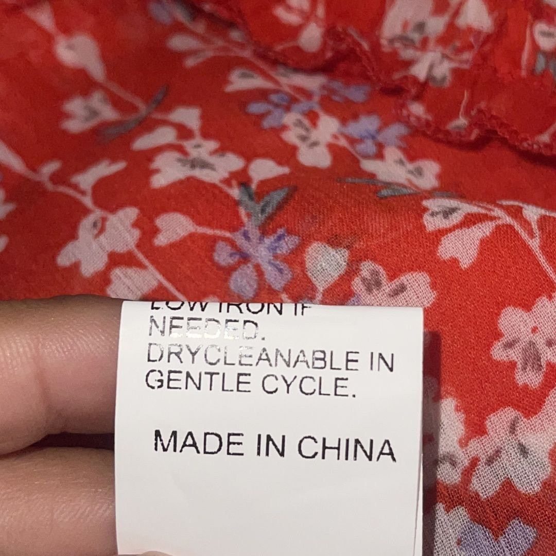 Shein Red Floral Print V-Neck Tiered Dress Fluttered Sleeves flirt Size S / US 4 / IT 40 - 4 Thumbnail