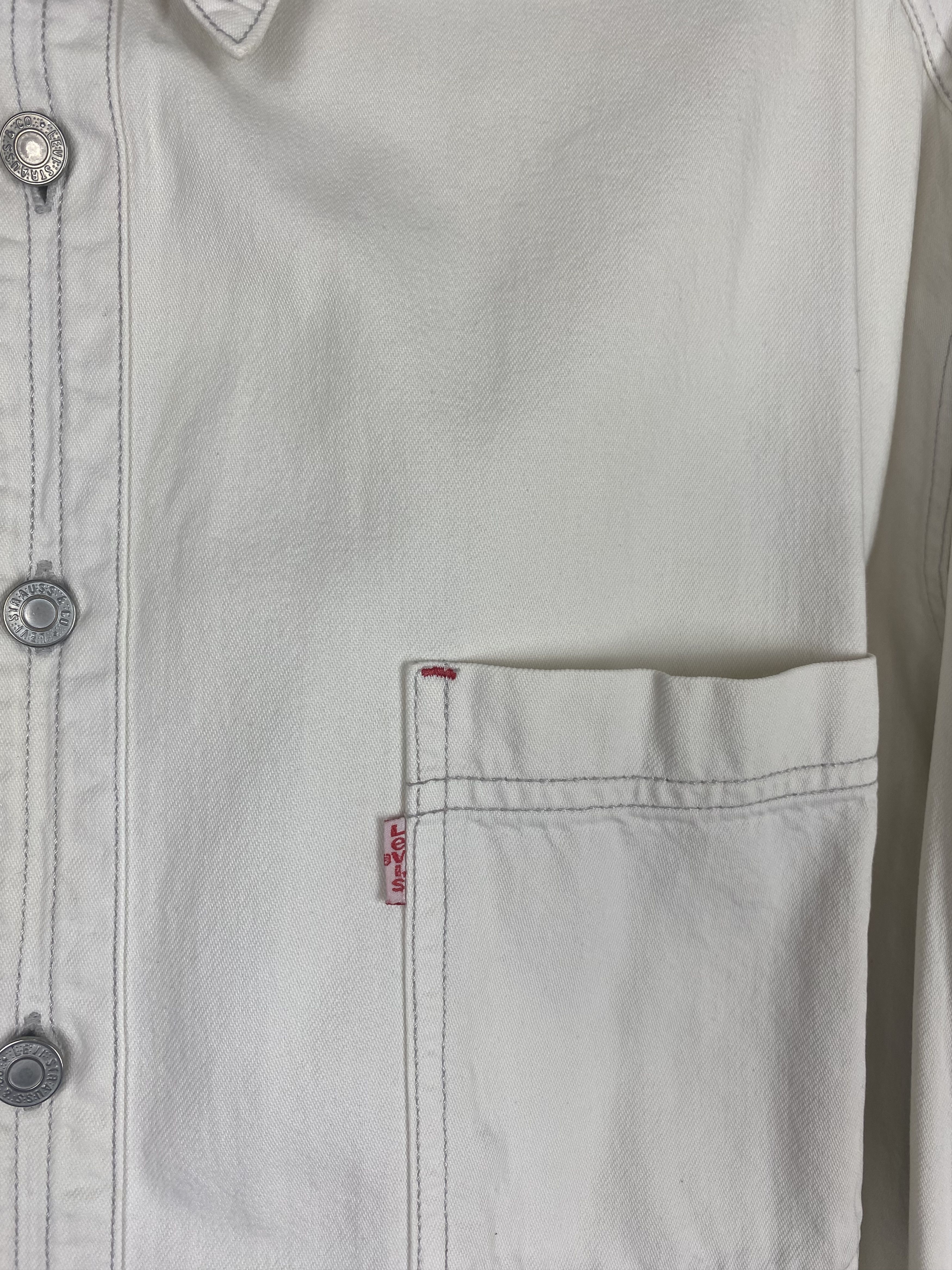 Levi's 90s Vintage LEVIS White Heavy Denim Button Up Shirt M453 Size US XL / EU 56 / 4 - 6 Thumbnail