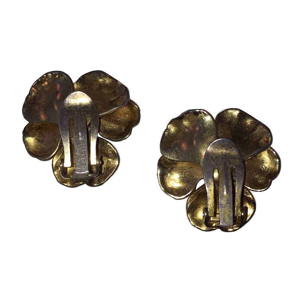 Designer 14 kt Gold Vermeil Sterling Flower Earrings Cultured Pearls Size ONE SIZE - 3 Thumbnail