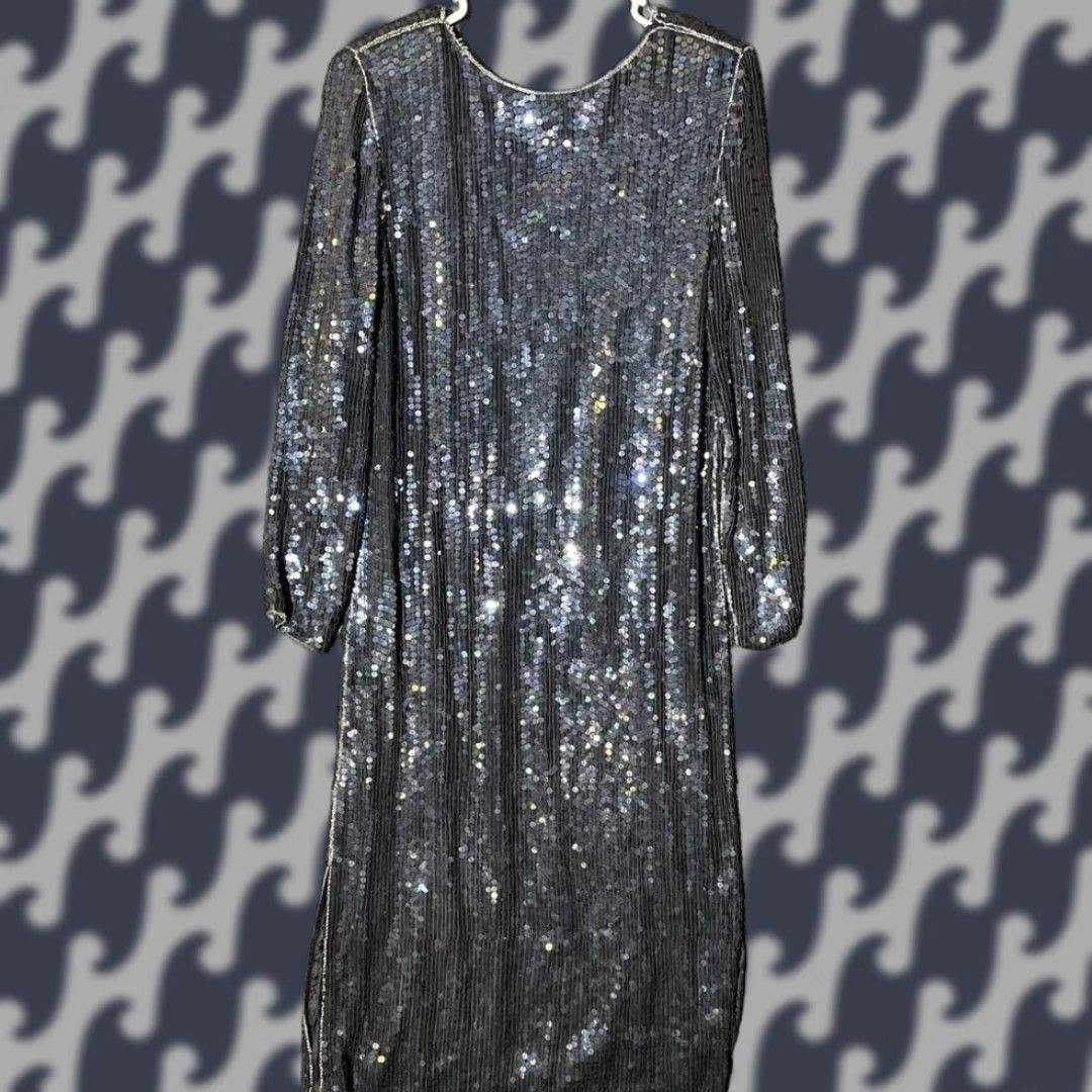 Vintage VINTAGE Jewel Queen Black Elegant Beaded Sequin Dress 100% Silk Women's Size M Midi A-Line Dress Womens M Black Jewel Queen Women Size M / US 6-8 / IT 42-44 - 1 Thumbnail