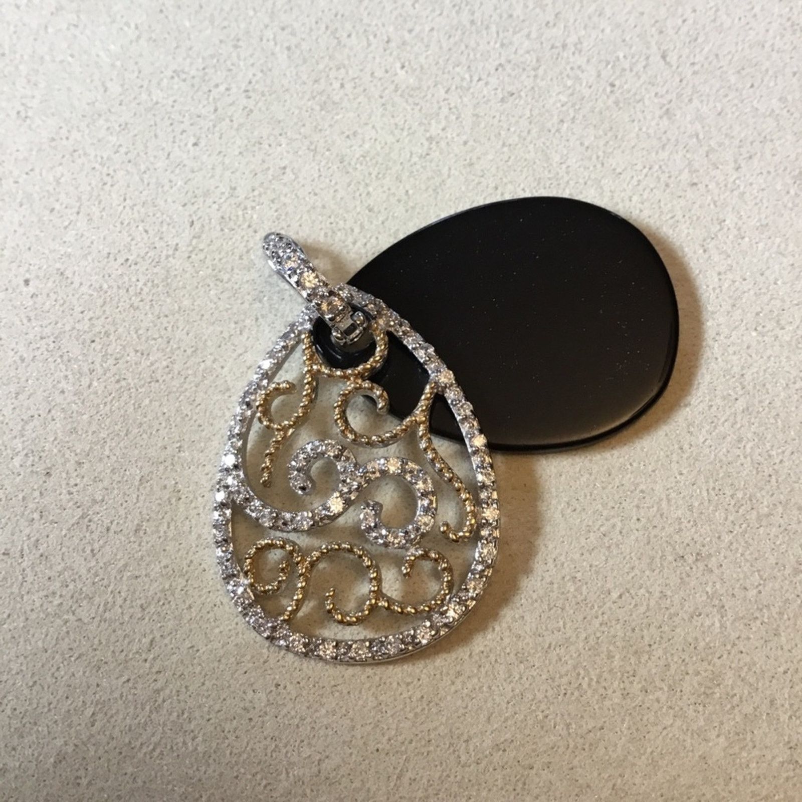 Other Sterling Silver & Black Teardrop Crystal Pendant Size ONE SIZE - 2 Thumbnail