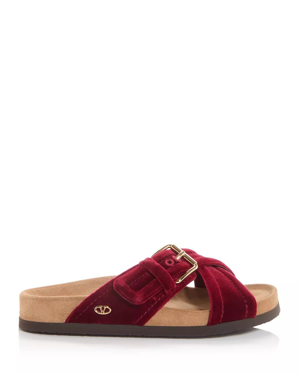 Valentino oc11z0825 Buckled Velvet Slides in Maroon Size US 10 / IT 40 - 1 Thumbnail