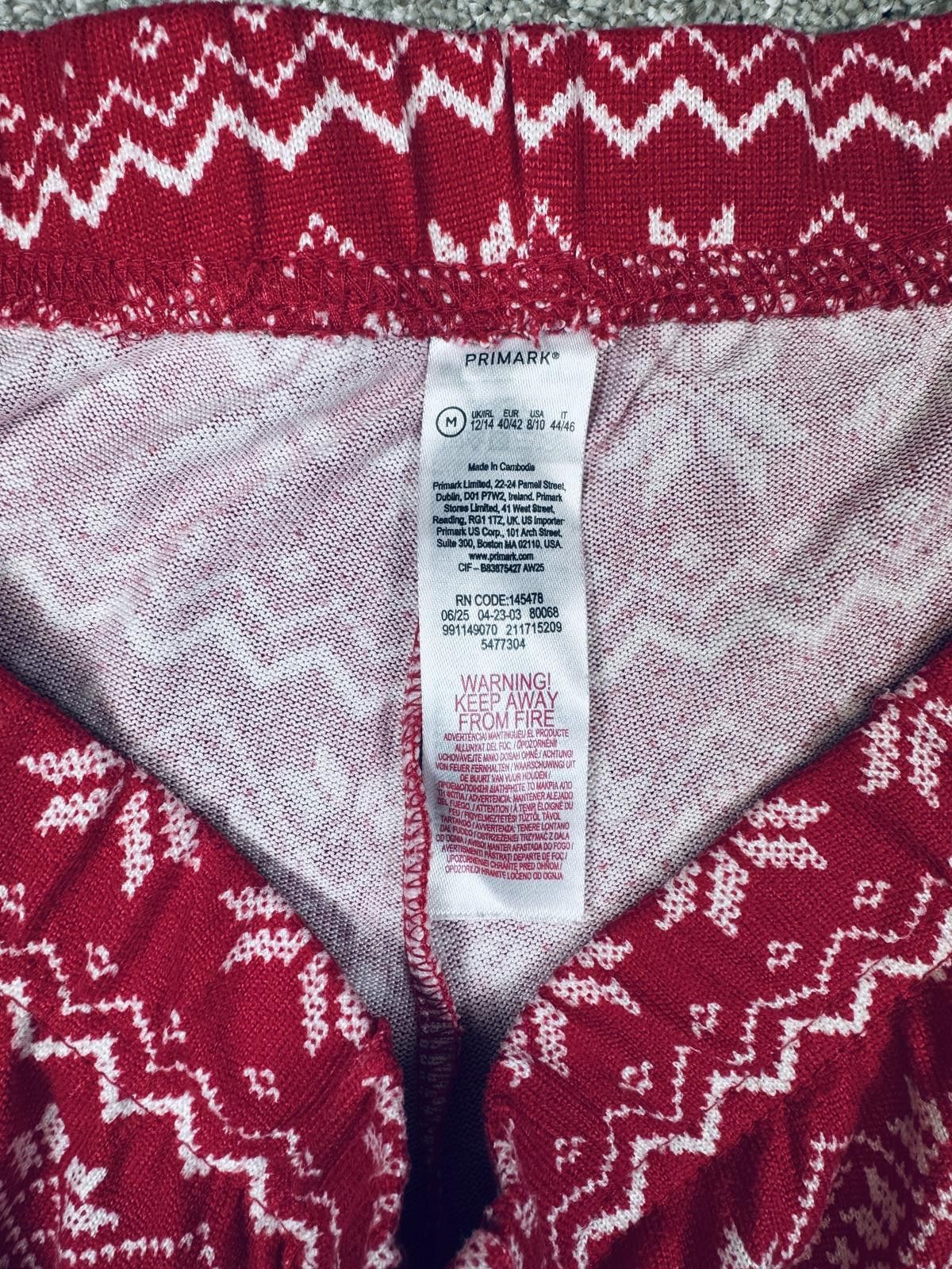 Primark Primark Red and White Fair Isle Patterned Lounge Set - Size Size ONE SIZE - 2 Thumbnail