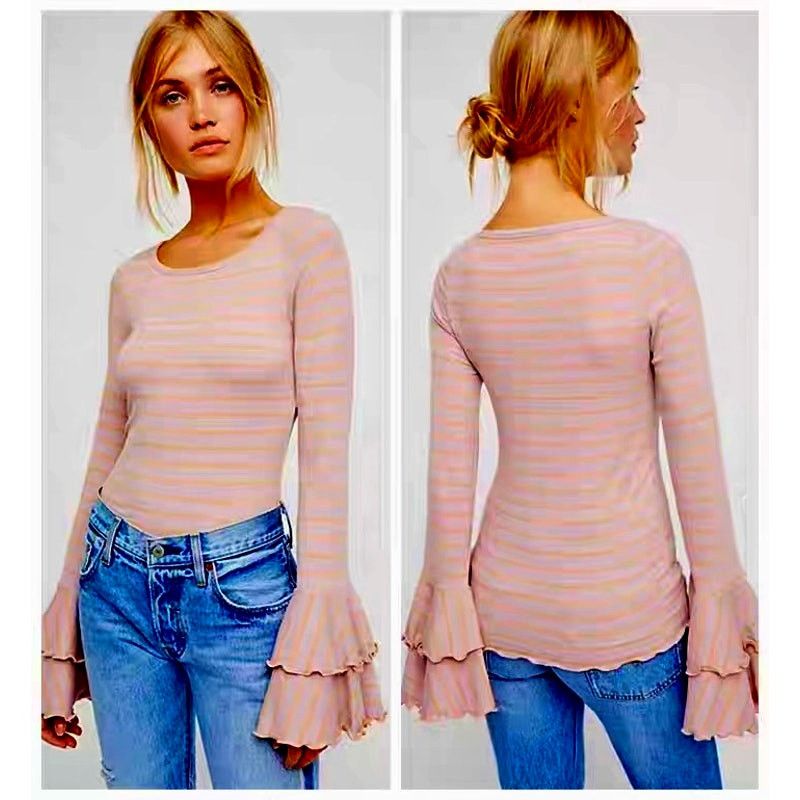 Free People Free People We the Free Good Find Ruffle Cuff Shirt Top L Size L / US 10 / IT 46 - 2 Thumbnail