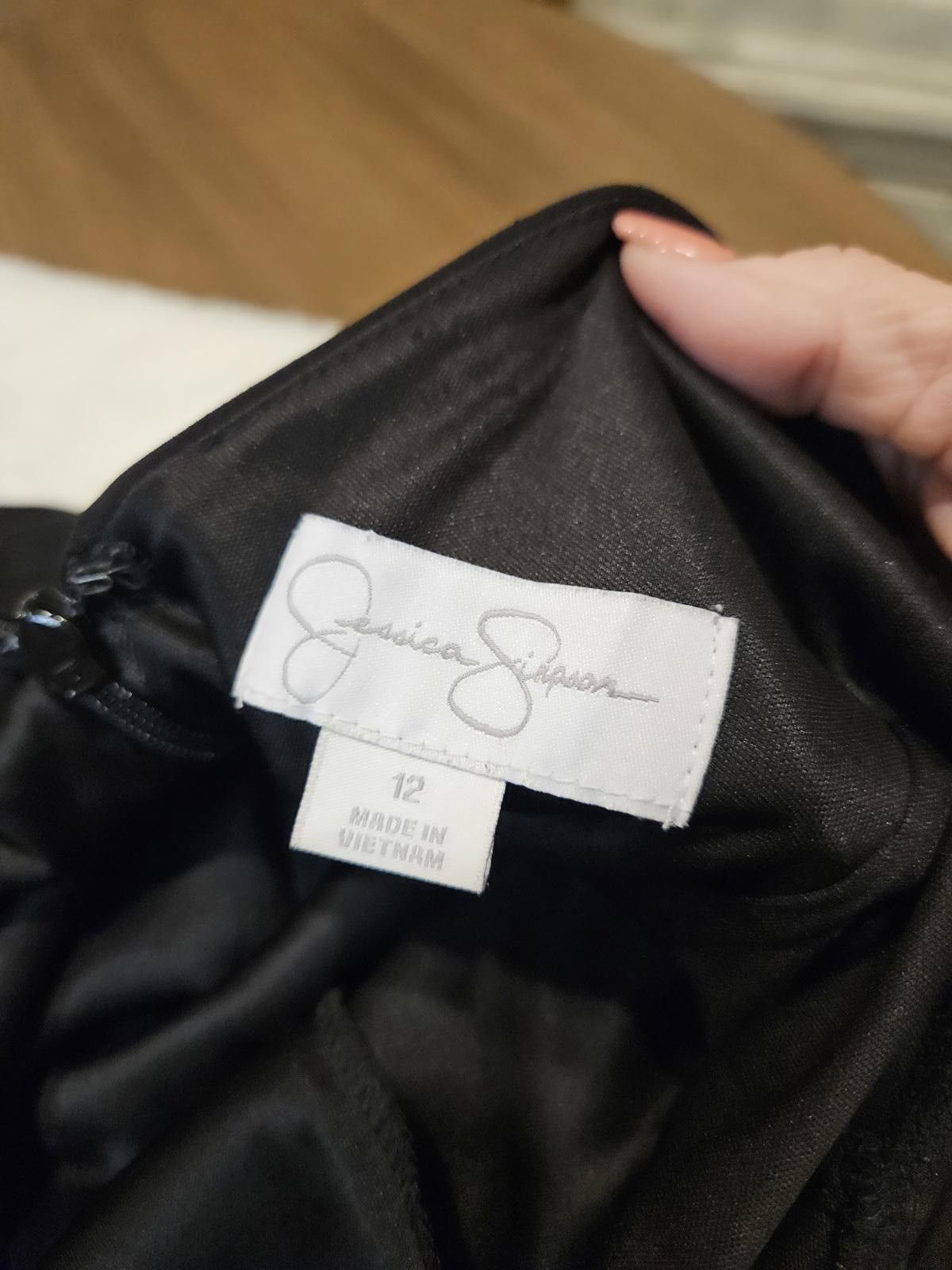 Designer Jessica Simpson Elegant Black Draped Dress #H64 Size XL / US 12-14 / IT 48-50 - 6 Thumbnail