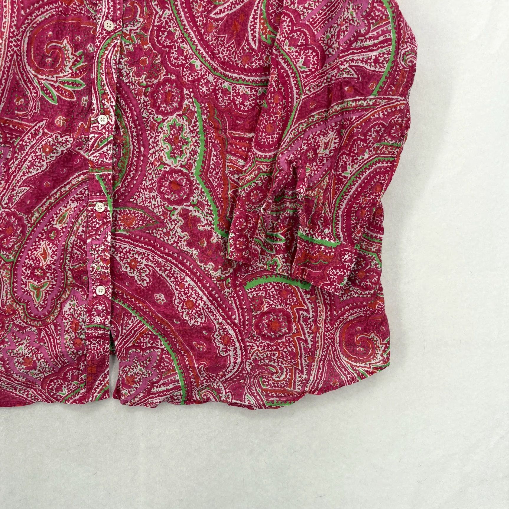 Ralph Lauren Lauren Ralph Lauren Button-Up Shirt Womens 2X Pink Paisley Tunic Top 3/4 Sleeve Size XXL / US 16-18 / IT 52-54 - 3 Thumbnail