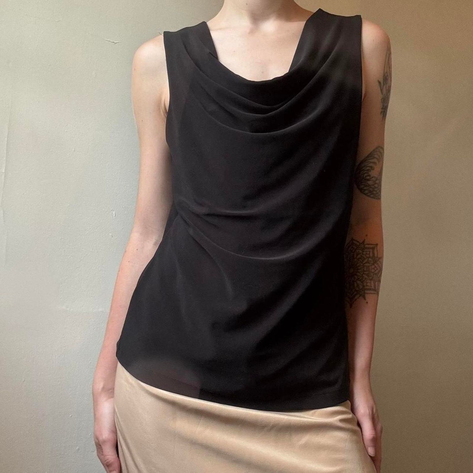 Vintage Vintage Susan Lawrence Black Cowl Neck Blouse Small Y2K Size S / US 4 / IT 40 - 1 Thumbnail