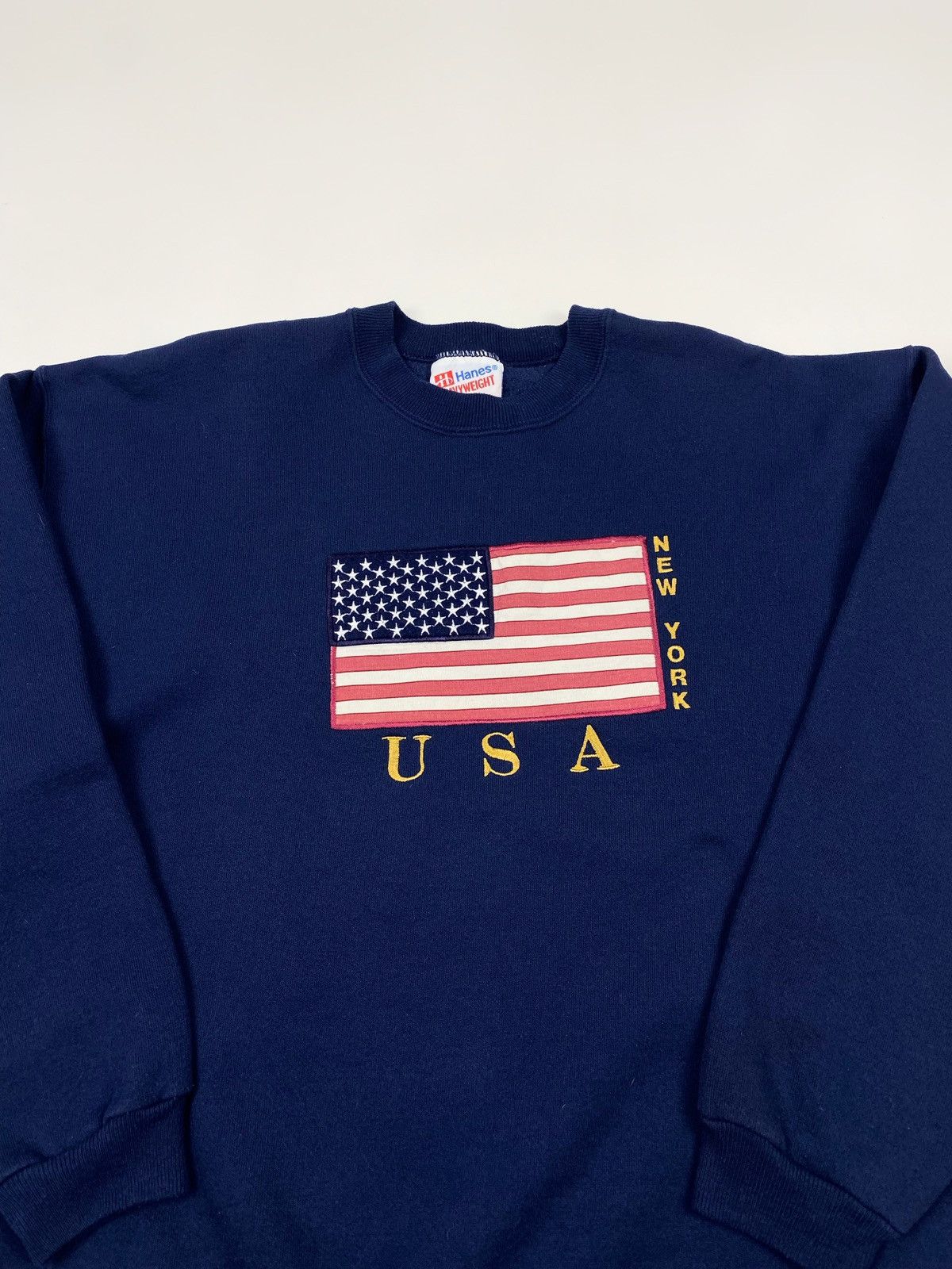 Vintage 1990’s Vintage Hanes New York USA Flag Boxy Sweatshirt Size US L / EU 52-54 / 3 - 2 Thumbnail