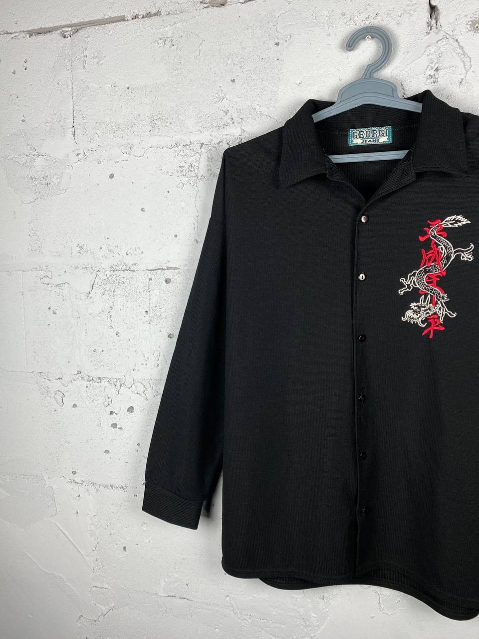 Band Tees × Japanese Brand × Vintage Japanese Brand Style Black Embroidery Dragon Vintage Shirt Size US L / EU 52-54 / 3 - 1 Thumbnail
