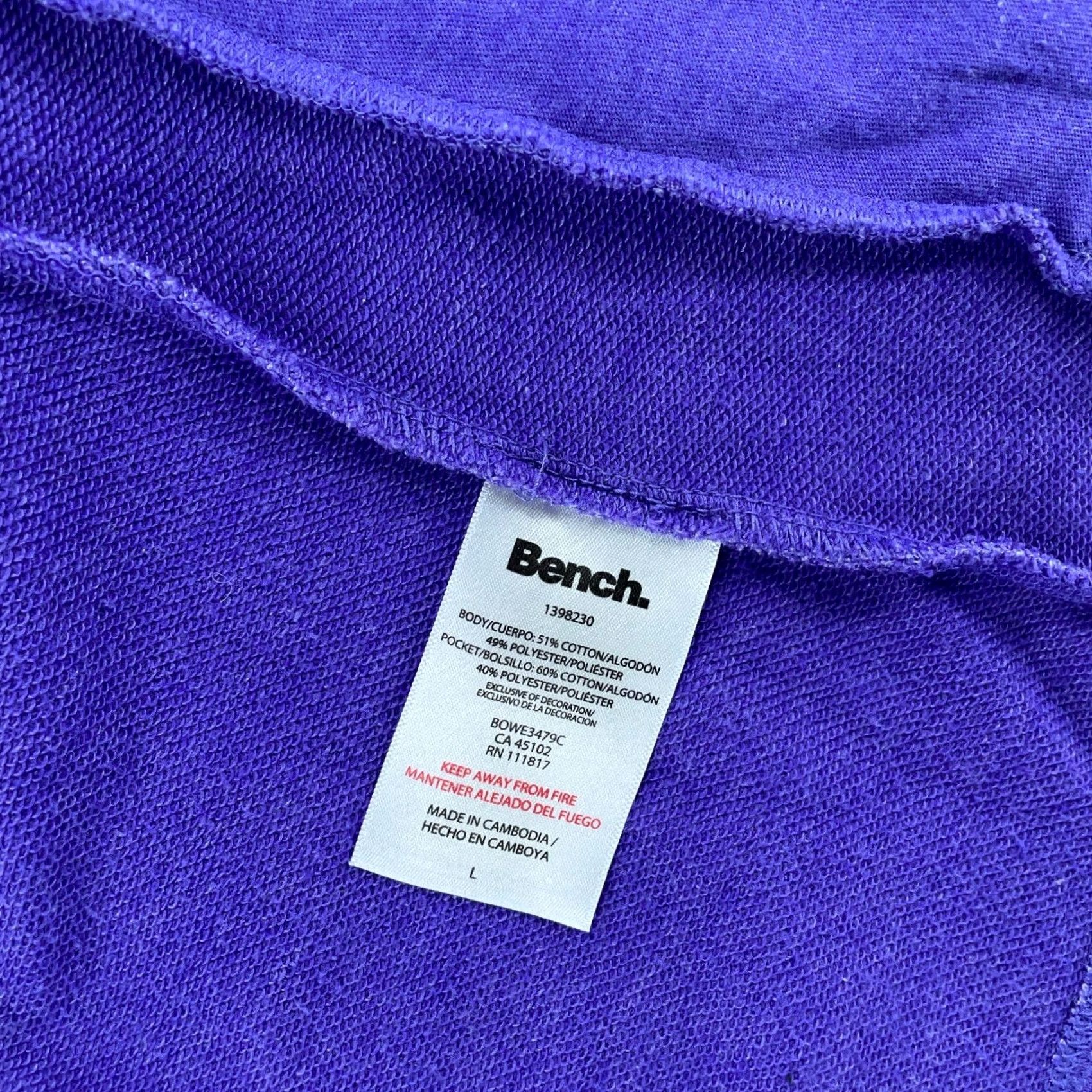 Bench Bench French Terry Sweater Women Large Purple Full Zip Thumb Hole Sleeve Casual Knit Size L / US 10 / IT 46 - 6 Thumbnail