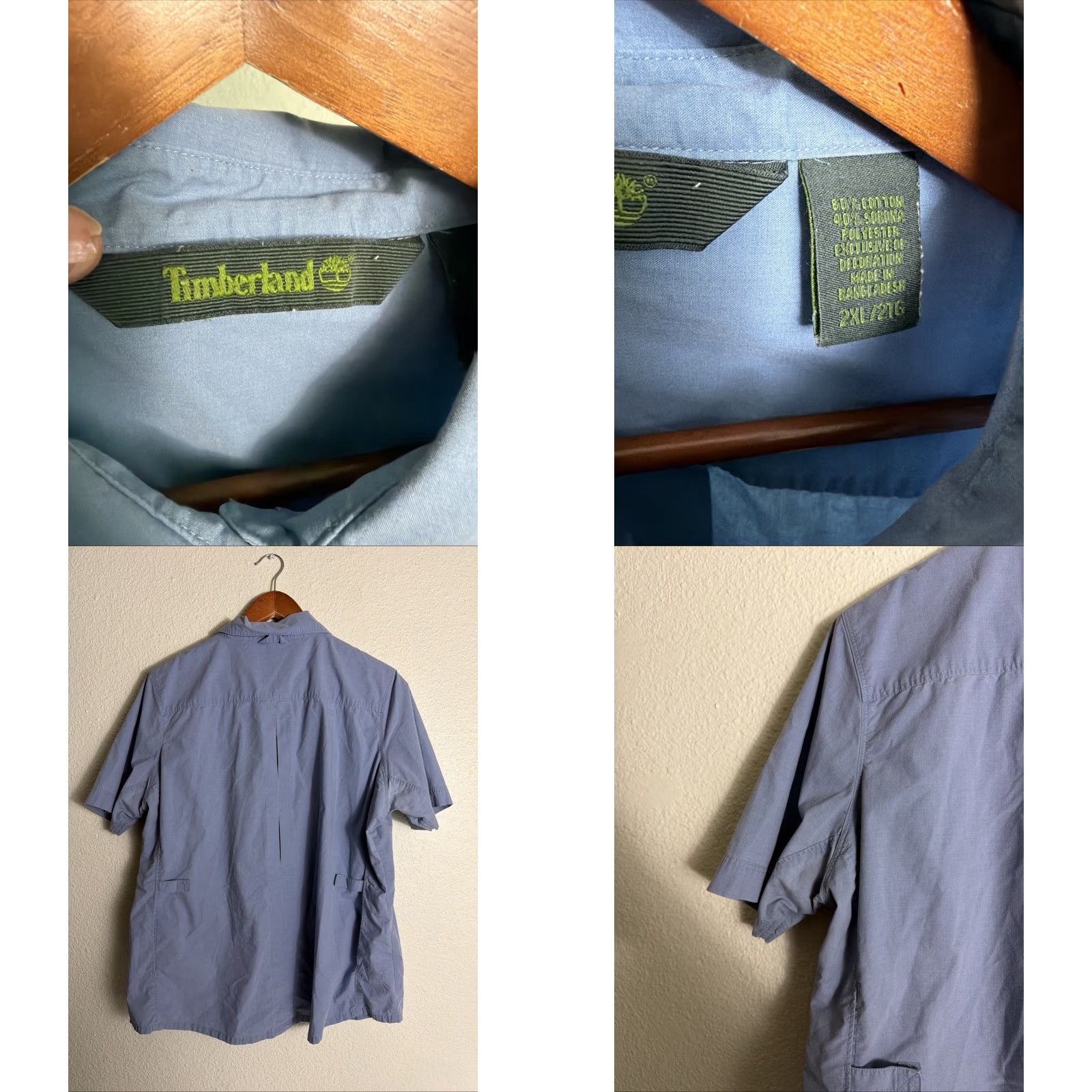 Timberland Timberland Womens 2XL Short Sleeve Button-Up Hiking Shirt Blue Cotton Sorona Poly Size XXL / US 16-18 / IT 52-54 - 8 Thumbnail