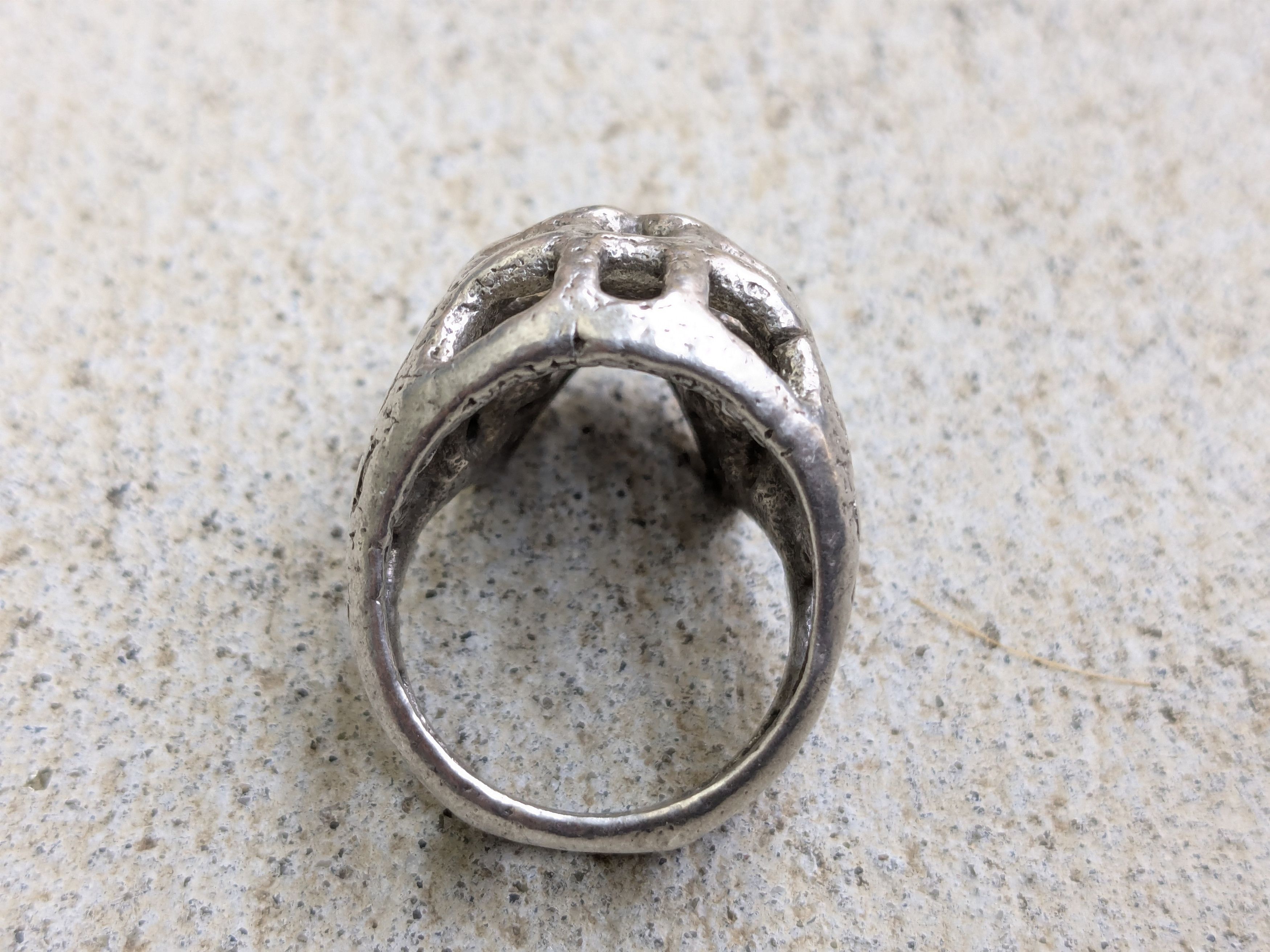 Other Vintage Sterling Silver Skull Ring 11.25 Biker Punk Skeleton Size ONE SIZE - 4 Thumbnail