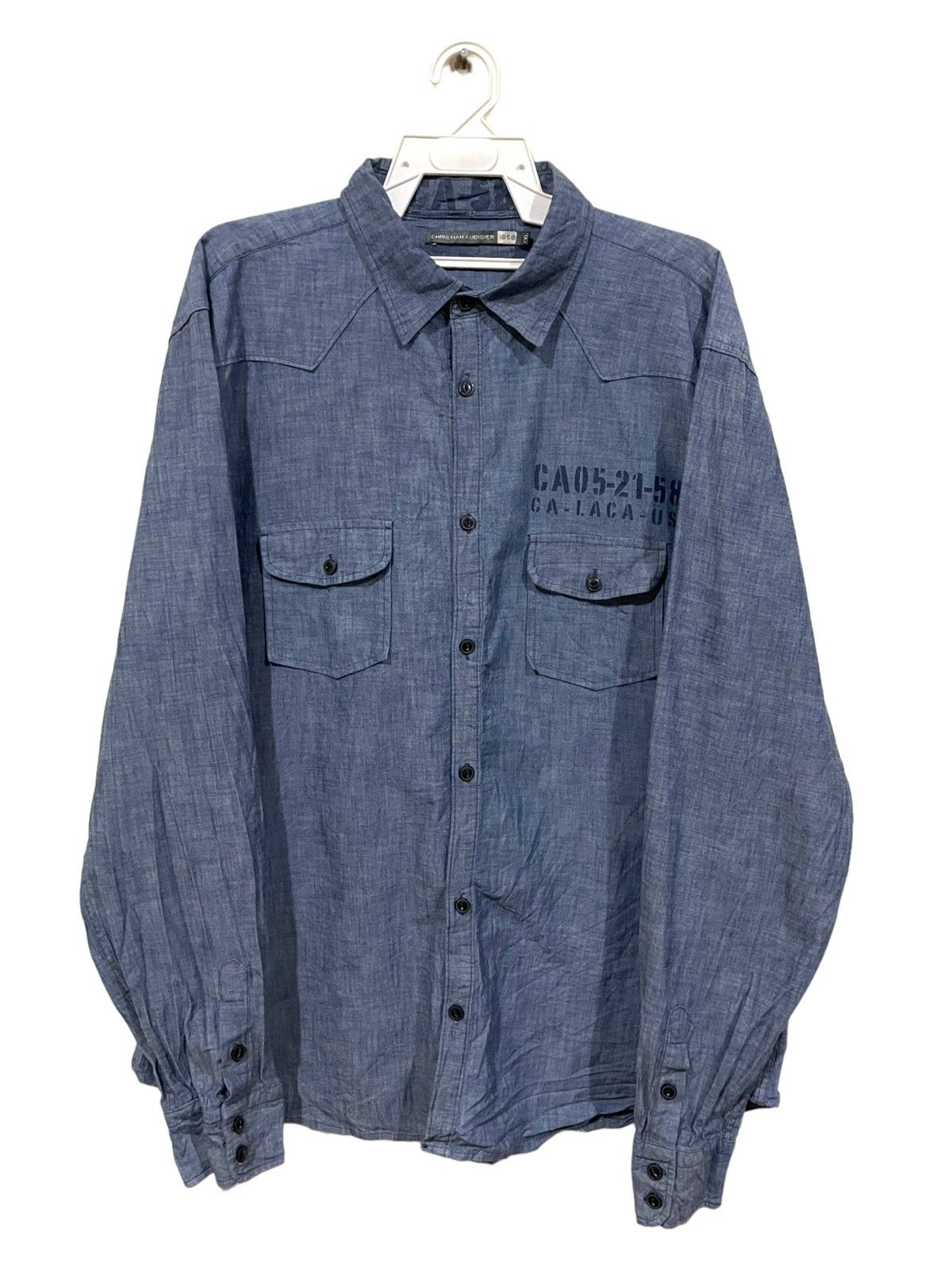 Christian Audigier × Designer Christian Audigier USN Inspired Stencil Chambray Shirts Size US XXL / EU 58 / 5 - 1 Thumbnail