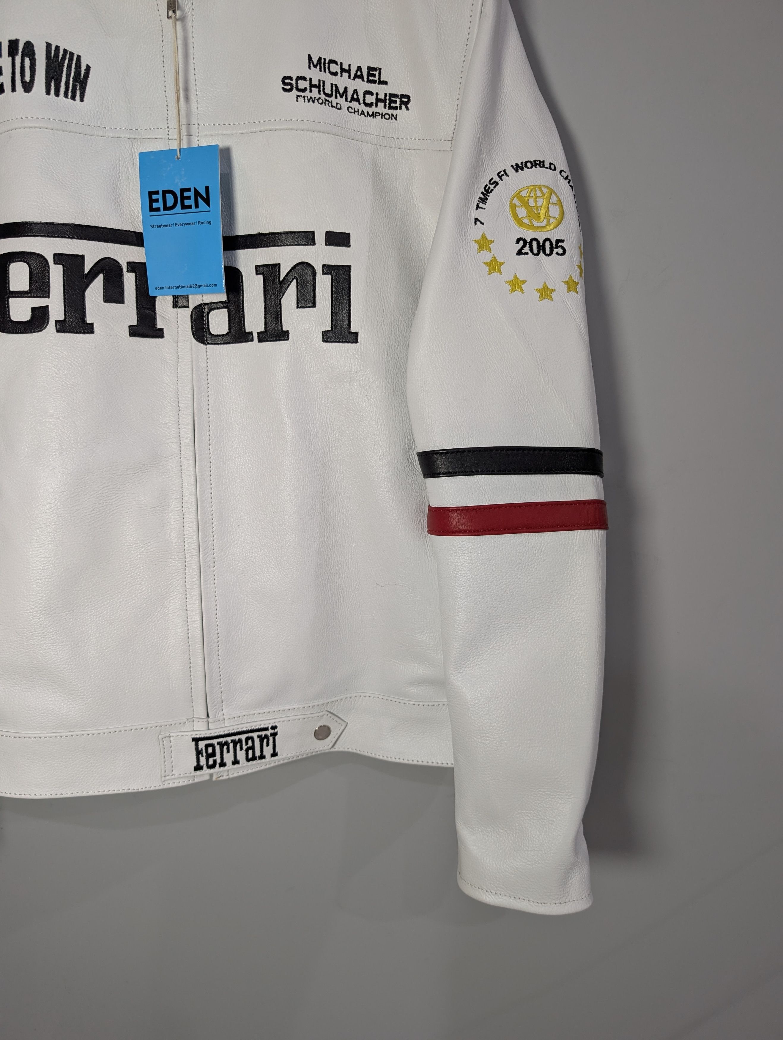 Vintage 🔥Ferrari 🔥 Formula 1 Racing Real Cowhide Leather Jacket Size US XL / EU 56 / 4 - 5 Thumbnail