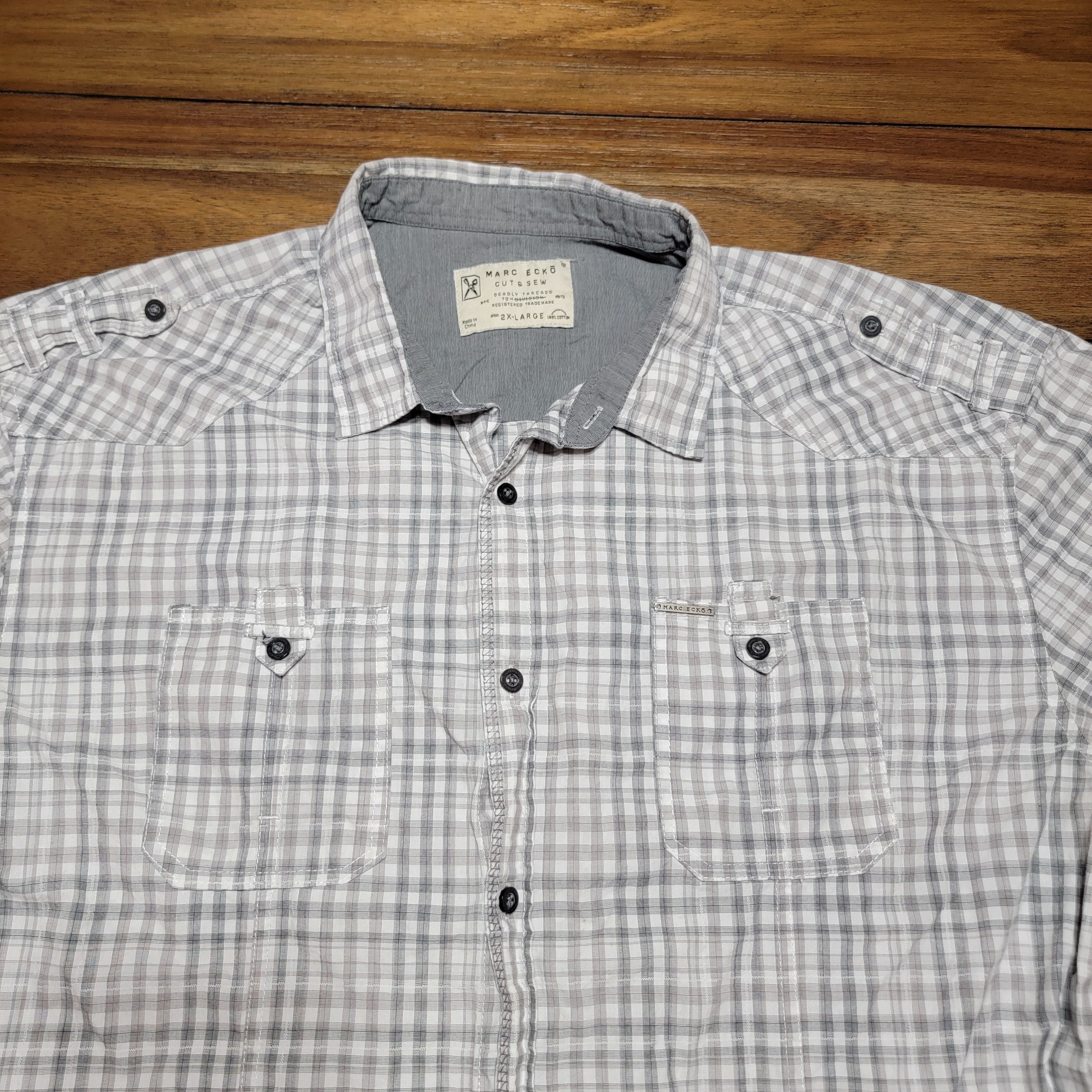 Marc Ecko Marc Ecko Cut & Sew SS Squares Full Button Shirt - Size 2XL Size US XXL / EU 58 / 5 - 2 Thumbnail