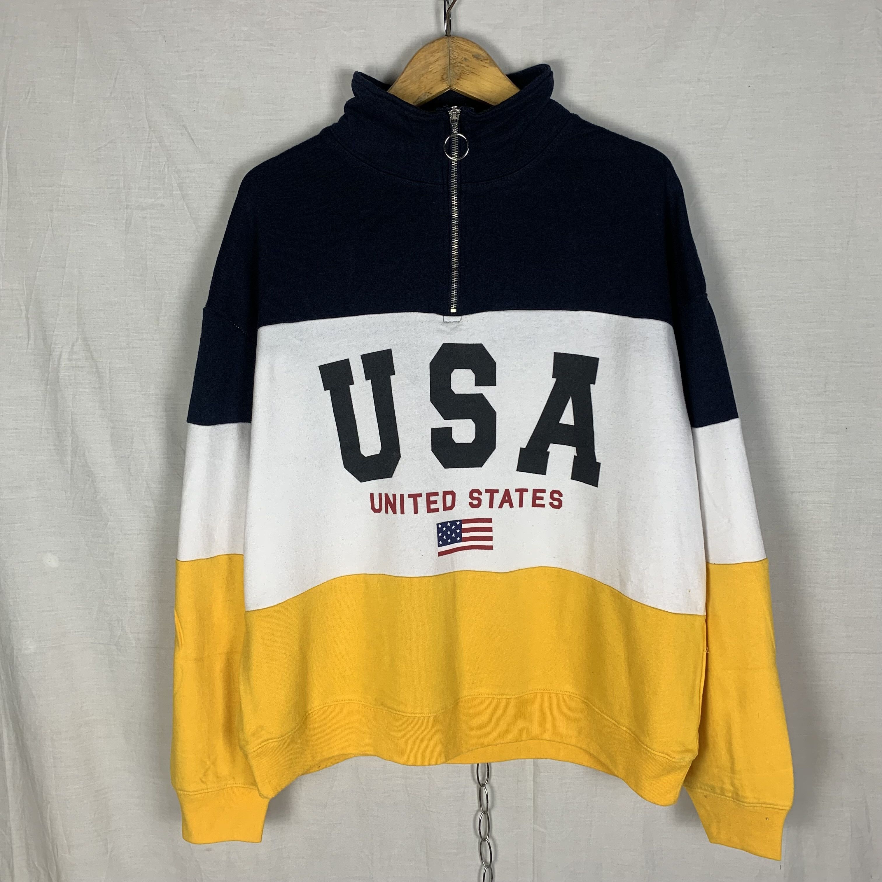 Japanese Brand USA 3 Tone Half Zip Sweatshirt Crewneck Size US M / EU 48-50 / 2 - 1 Thumbnail