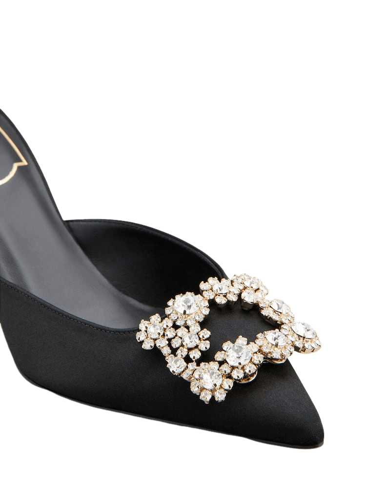 Roger Vivier RV Efflorescence Black Satin 65mm Mules New Size US 6 / IT 36 - 5 Thumbnail