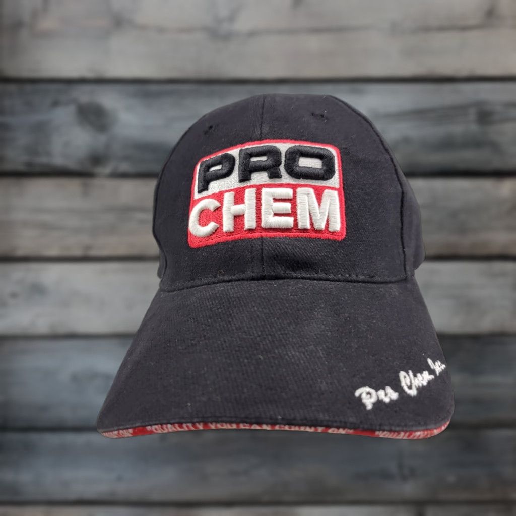 Vintage Pro Chem Embroidered Baseball Cap Hat Black Red Adjustable Snapback Men Hat Black Red Flag Checkered Cap Size ONE SIZE - 1 Thumbnail