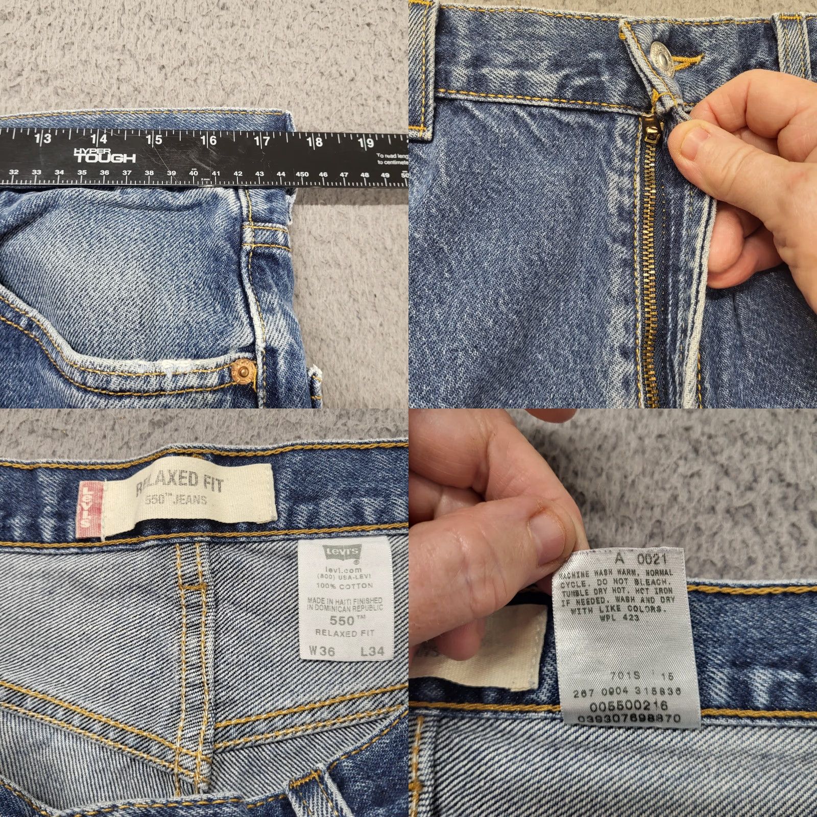 Levi's VINTAGE Levi's 550 Jeans Mens 36x34 Blue Denim Relaxed Fit Straight Leg 2004 Y2K USA Mens Size US 36 / EU 52 - 8 Thumbnail