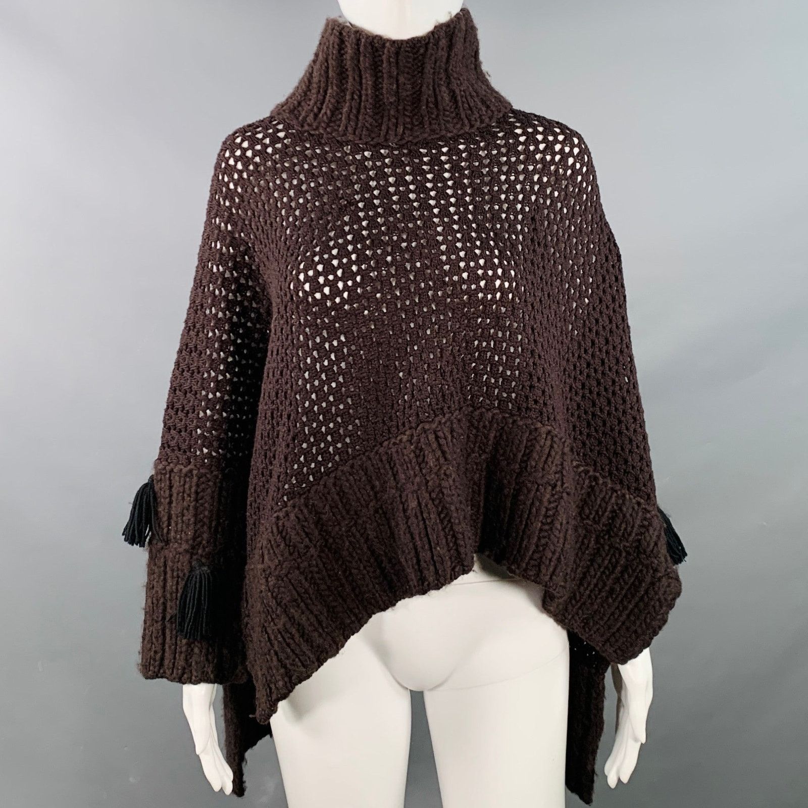 John Galliano M Brown Wool Blend Turtleneck Chunky Knit Sweater Size M / US 6-8 / IT 42-44 - 1 Thumbnail