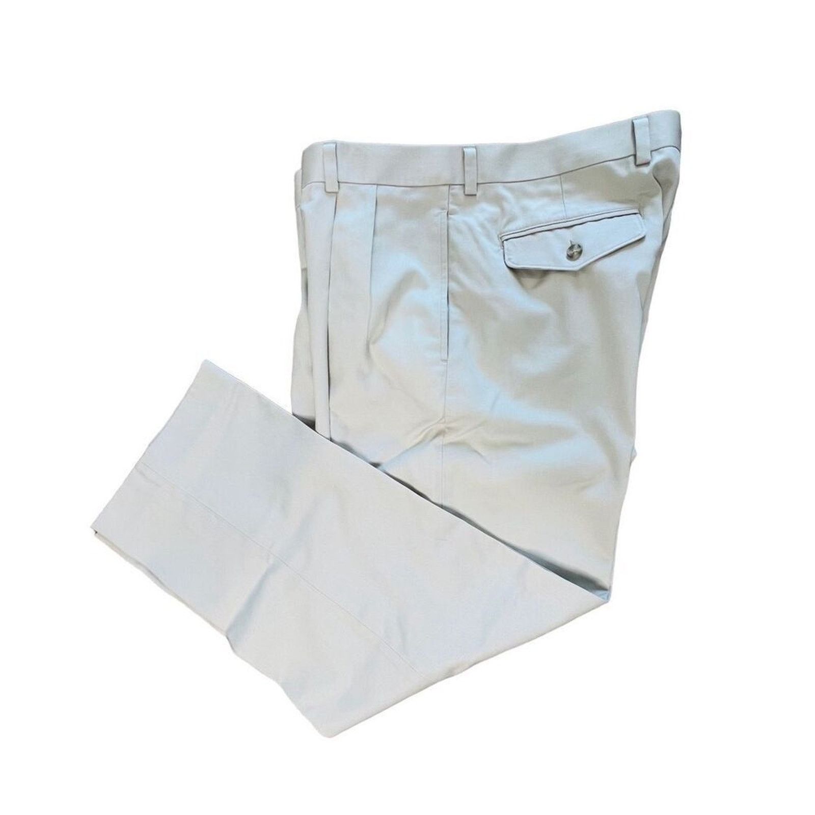 L.L. Bean L.L. Bean Wrinkle Free Off White Pleated Chino Pant 35/29 Size US 35 - 2 Thumbnail
