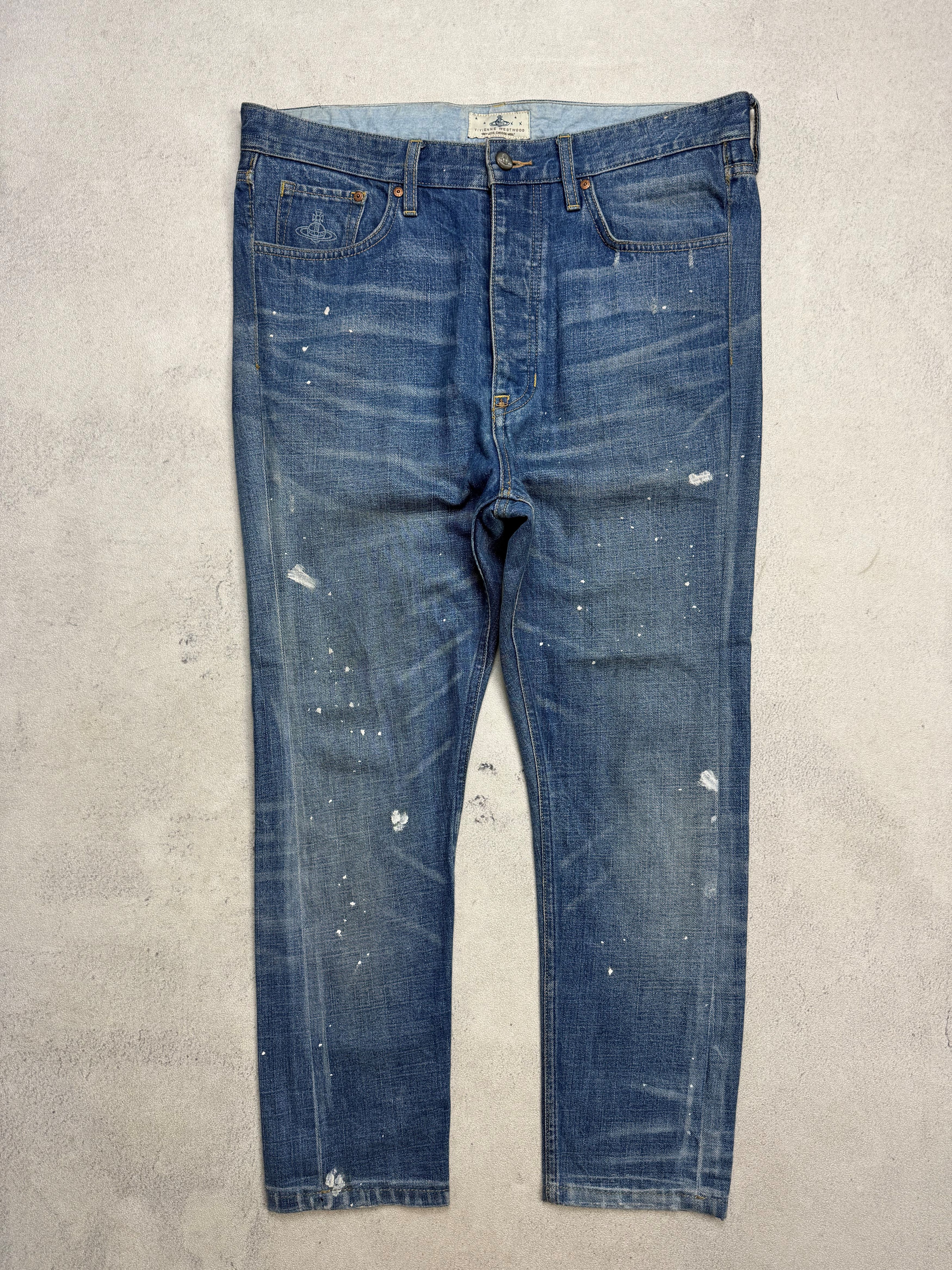 Vivienne Westwood Vivienne Westwood Orb Logo Denim Paint Splatter Size US 34 / EU 50 - 4 Thumbnail