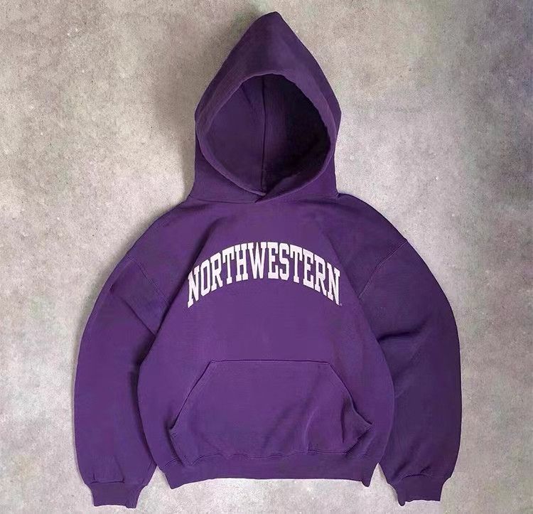 Retro purple loose casual hooded sweatshirt
