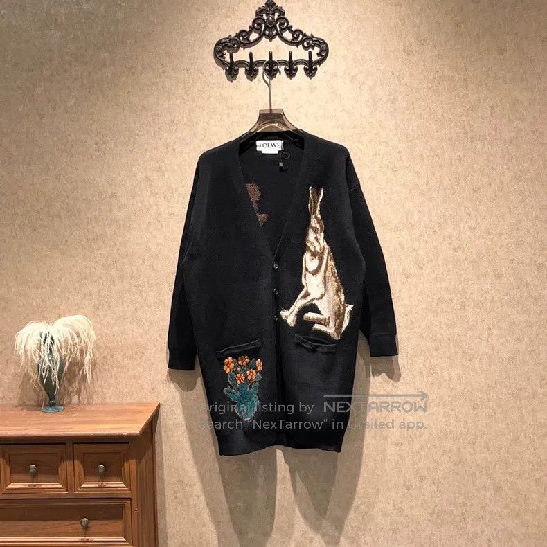 Loewe Loewe Rabbit Floral Embroidered Long Wool Cardigan Size XS / US 0-2 / IT 36-38 - 1 Thumbnail