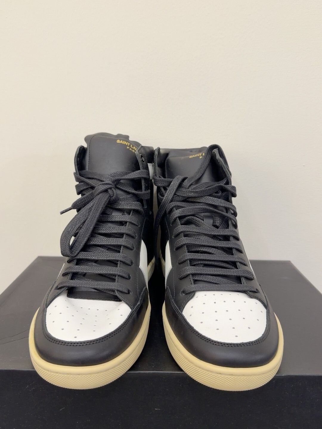 Saint Laurent Paris Saint Laurent Black and White High-Top Sneakers Size US 10 / EU 43 - 1 Thumbnail