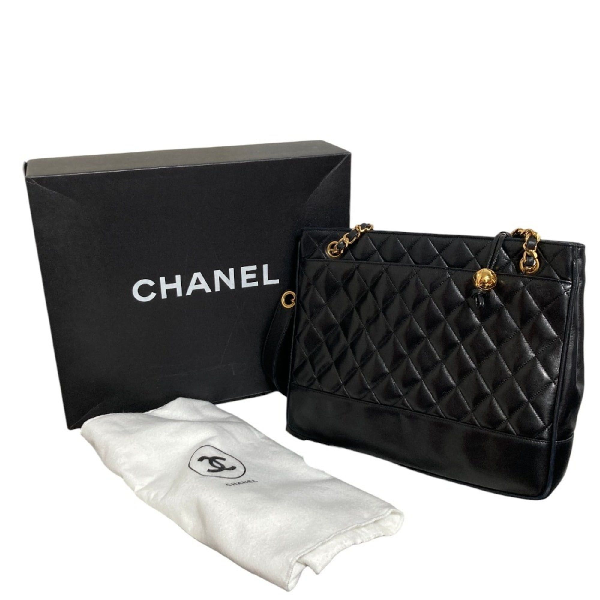 Chanel CHANEL Matelassé Lambskin Chain Shoulder Bag Tote Black Women's Size ONE SIZE - 1 Thumbnail